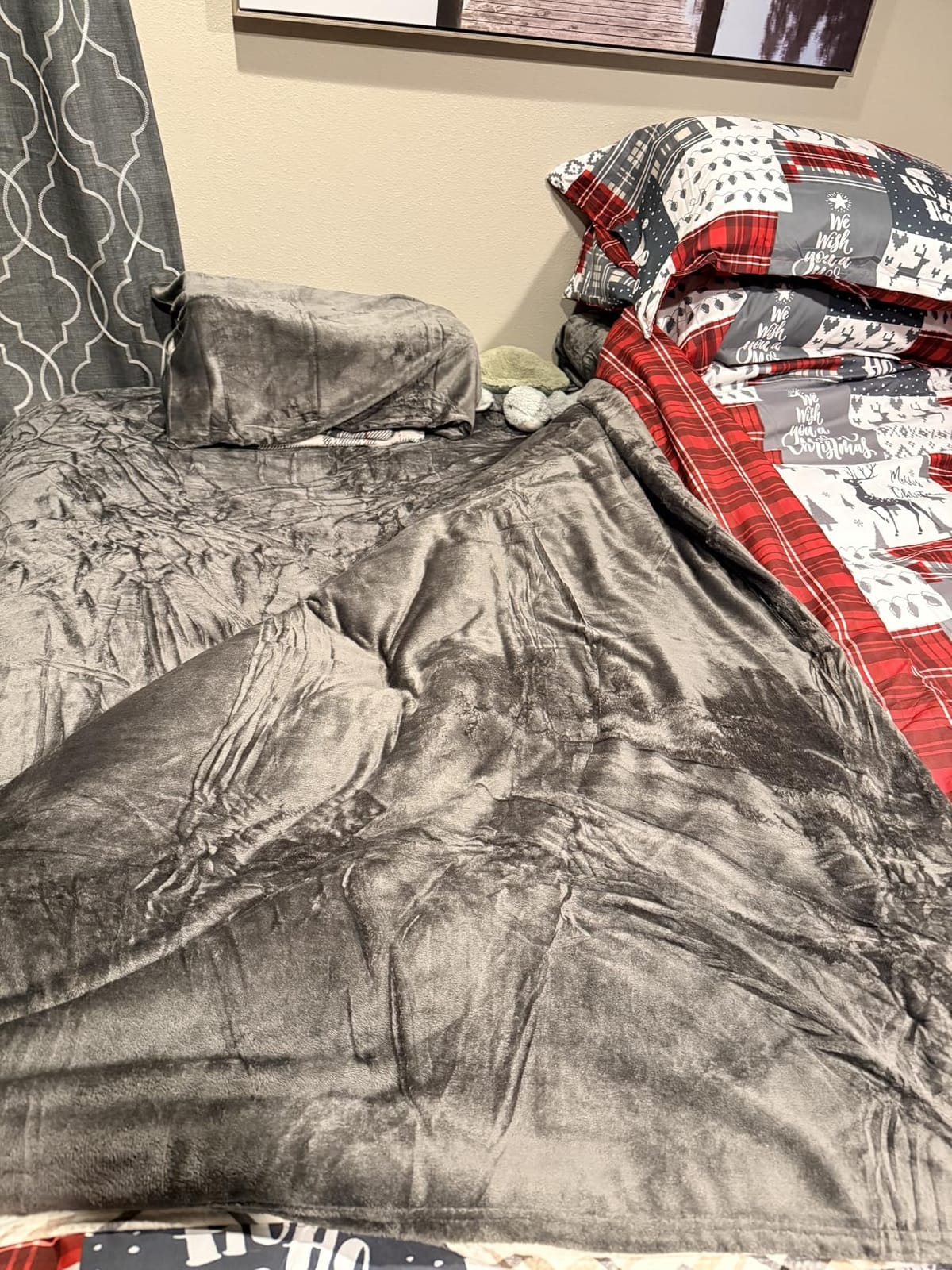 BEDELITE Flannel Sheets Queen Size Bed Set, Grey, 4 Pieces customer photo 2