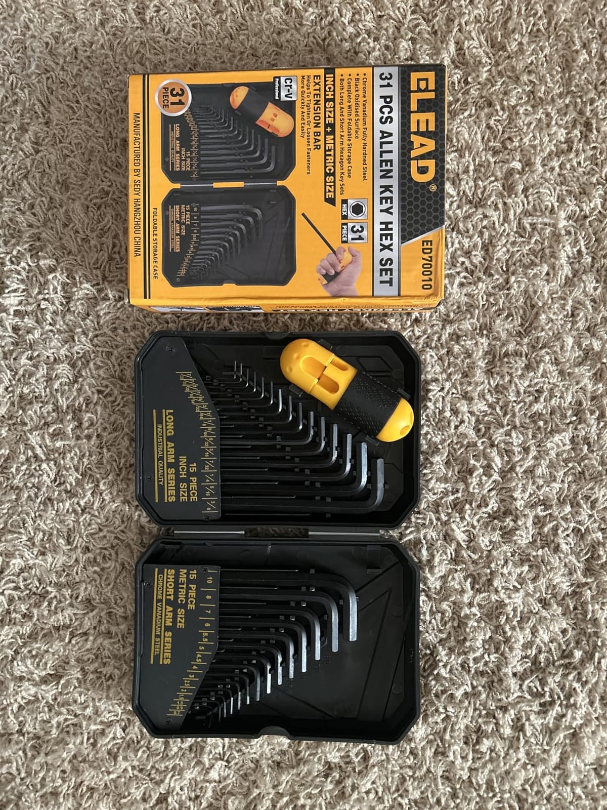 ELEAD 31-Piece Hex Key Set - Allen Wrench Set, SAE and Metric Allen Keys MM(0.7mm-10mm) SAE(0.028