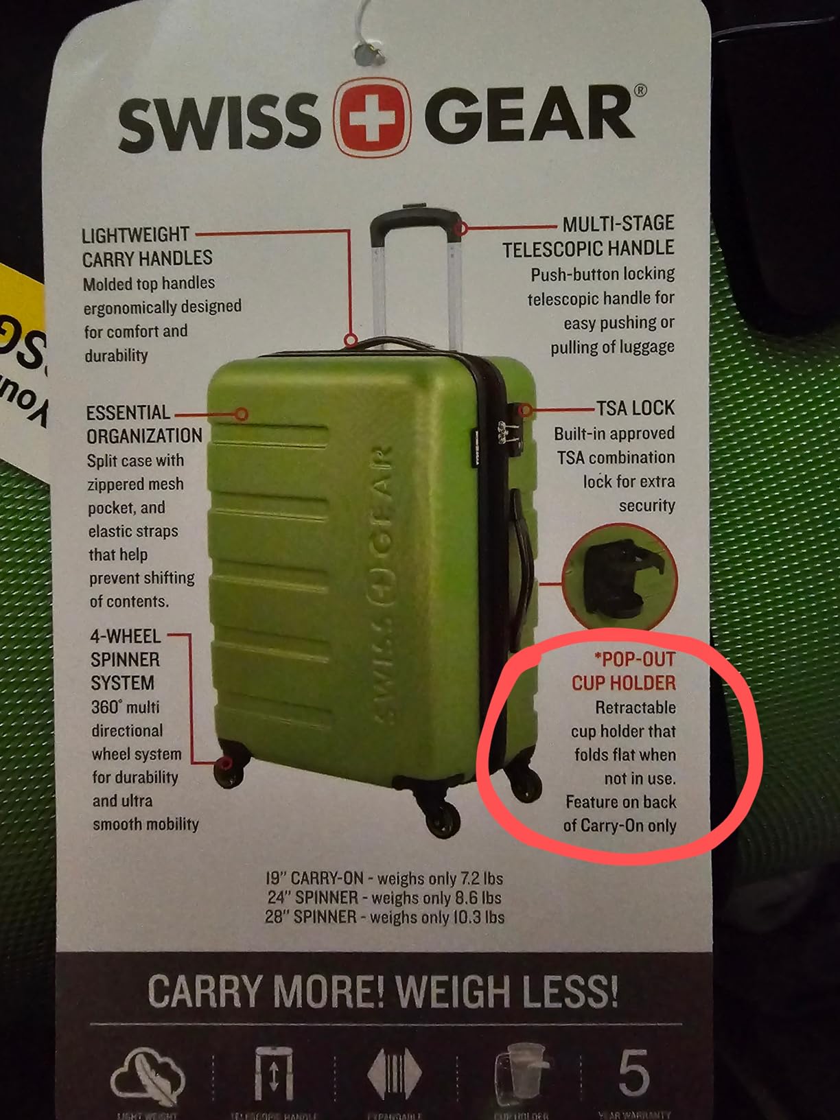 SwissGear 7366 Signature Hardside Expandable Luggage with Spinner Wheels, TSA Lock, Green, Checked-Large 27-Inch customer photo 1