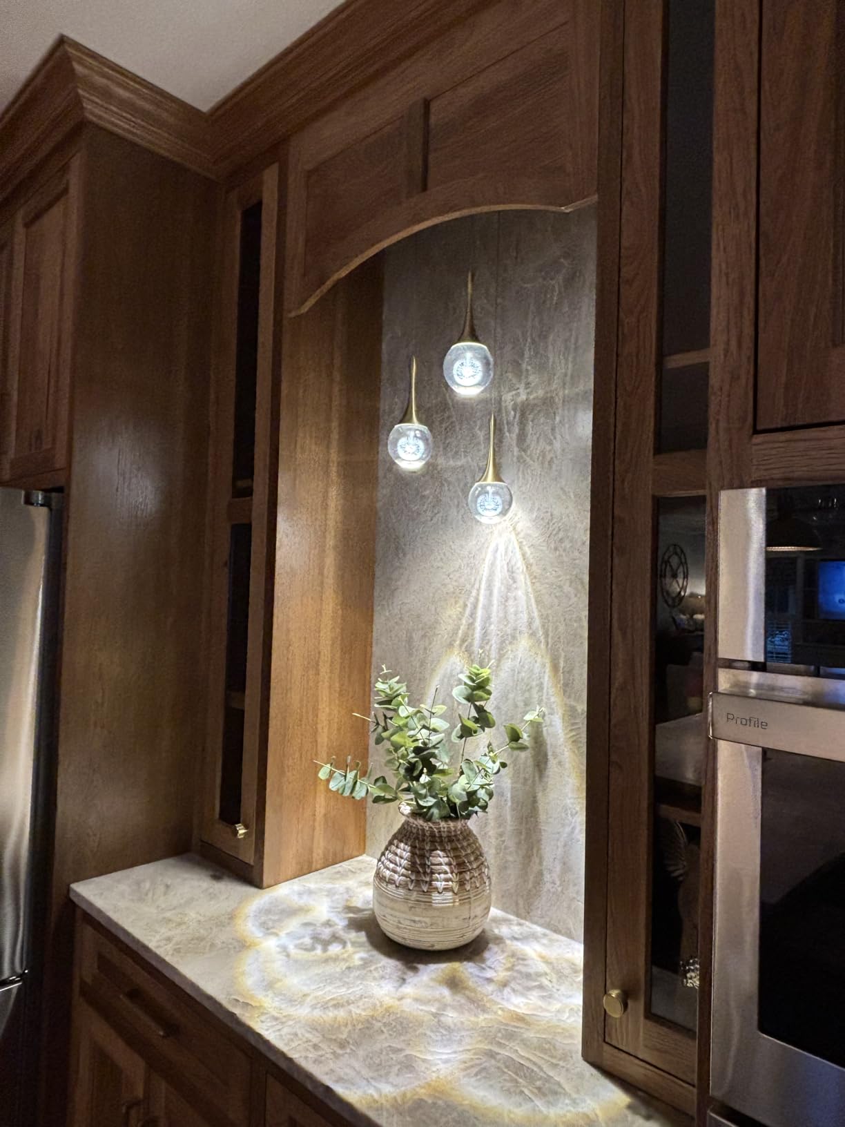 5 Lights Crystal Pendant Light, 25W Gold Dimmable LED Teardrop Cluster Pendant Lighting Fixture for Dining Room Kitchen Living Room Foyer Hallway Bedroom 3000k Warm White customer photo 1