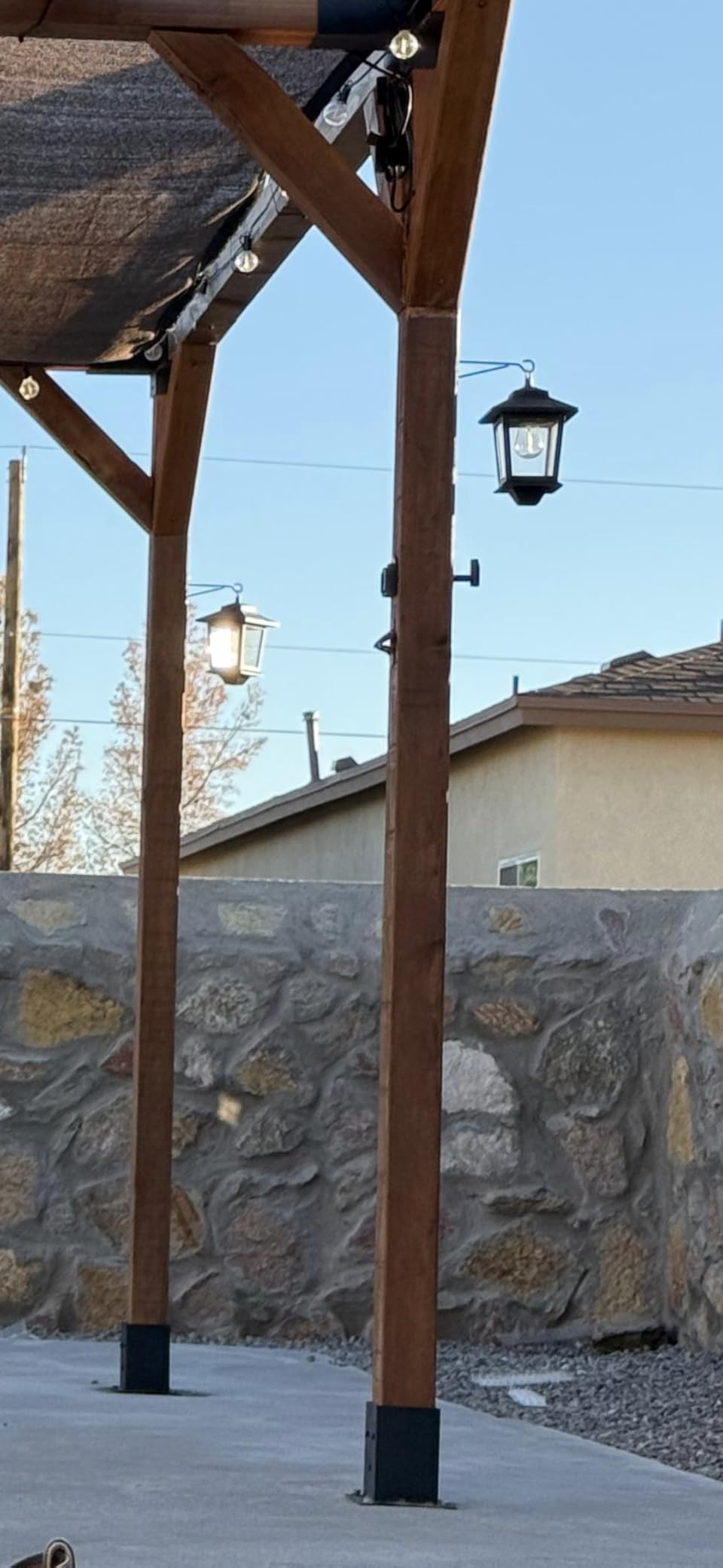 PASAMIC 2 Pack Solar Wall Lanterns,Outdoor Hanging Lights with 4 Solar Panels,Dusk to Dawn Led Outdoor Wall Sconce, Anti-Rust Waterproof Lanterns with Hooks,3000K Warm White customer photo 1