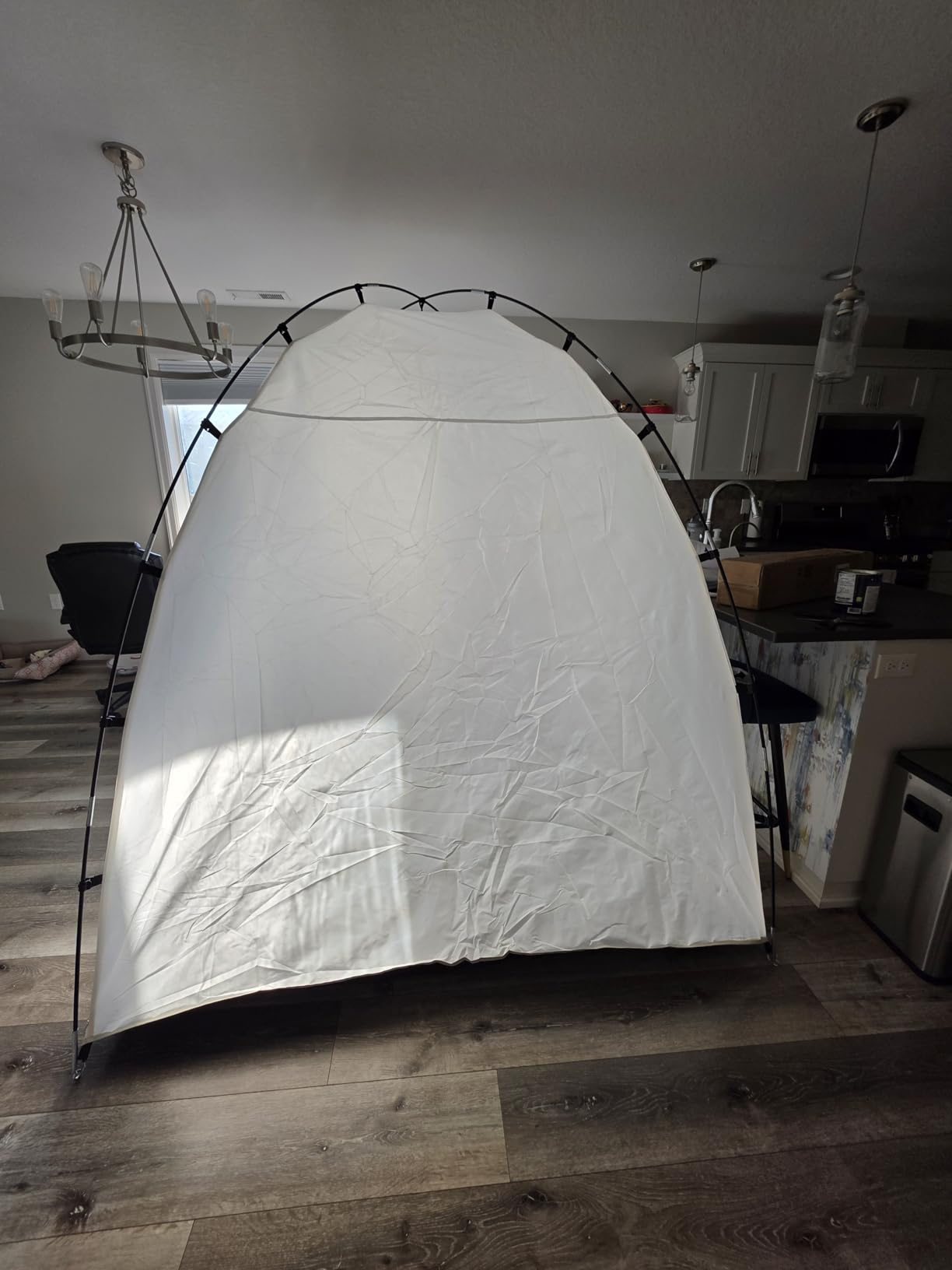 VEVOR Portable Paint Booth, Larger Spray Paint Tent with Built-in Floor & Mesh Screen & Windproof Hooks, Painting Tent Station for Furniture DIY Hobby Tool, 7.5x5.2x5.2ft Spray Paint Shelter customer photo 2