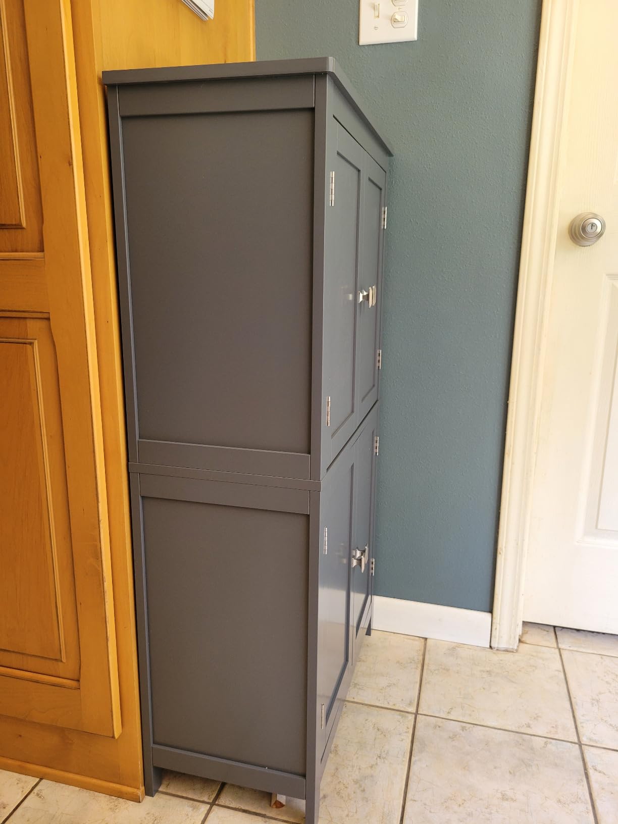 VASAGLE Bathroom Floor Storage Cabinet with 4 Doors, Cloud White customer photo 1