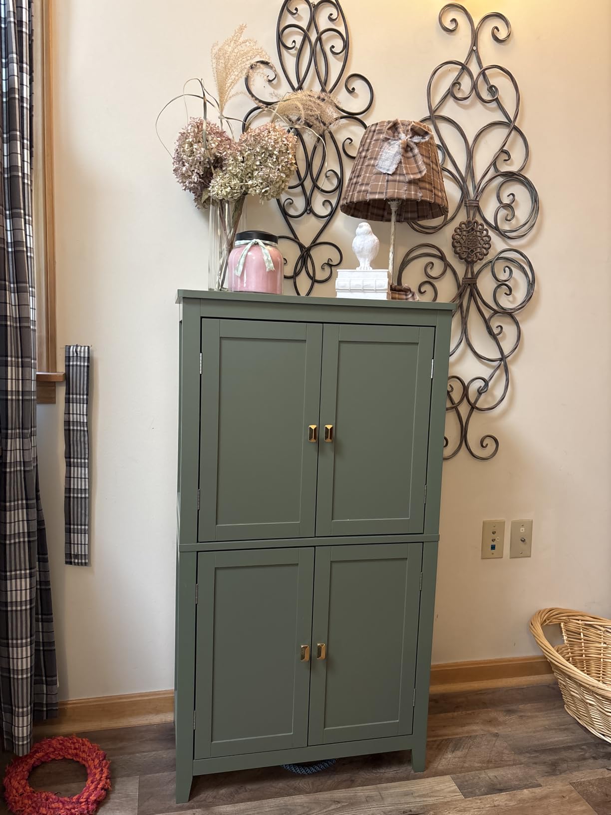 VASAGLE Bathroom Floor Storage Cabinet with 4 Doors, Cloud White customer photo 2