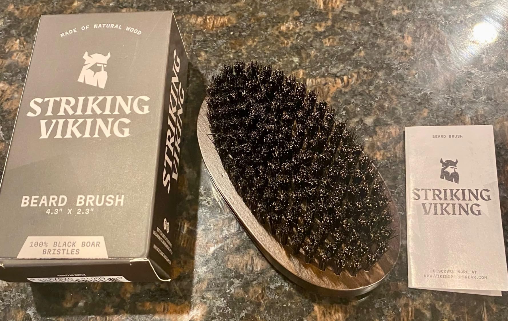 Striking Viking Beard Brush for Men - 4.3 in, Beech Wood Handle, Brown customer photo 1