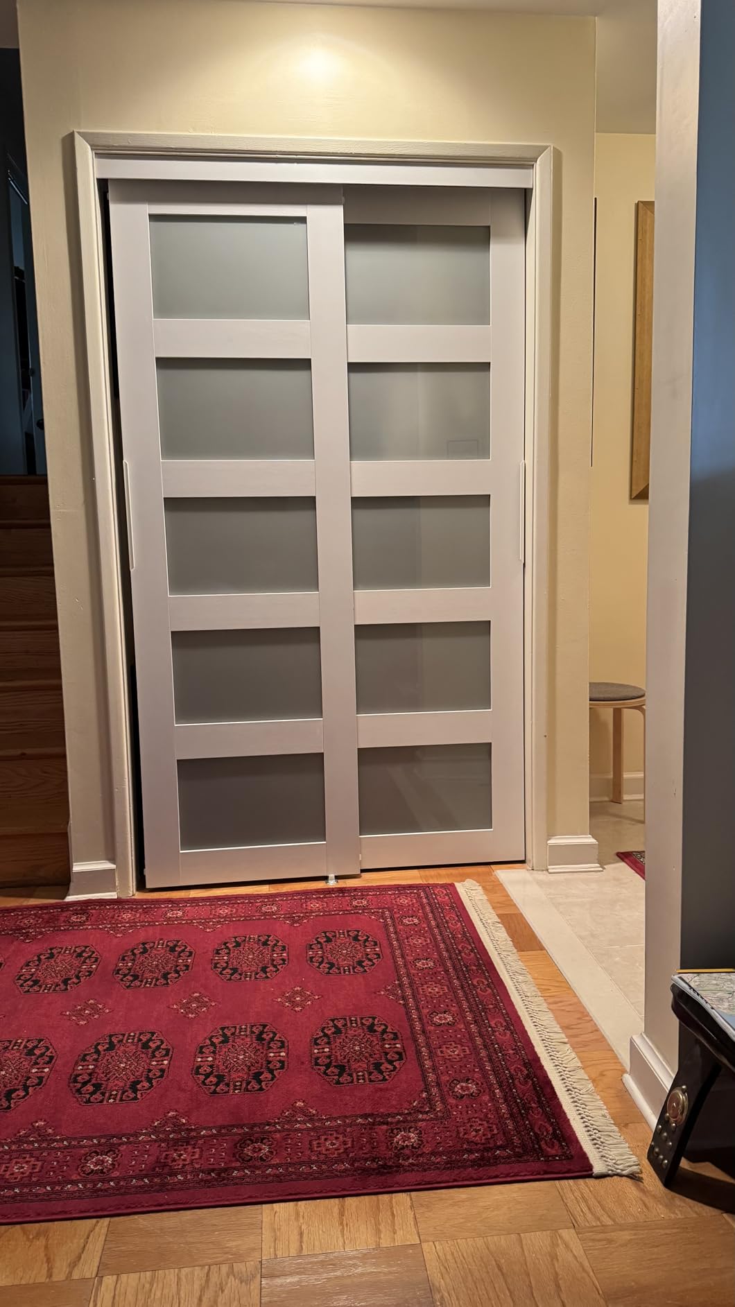 Sliding Closet Door, 5-Lite Frosted Glass Interior Door, 60