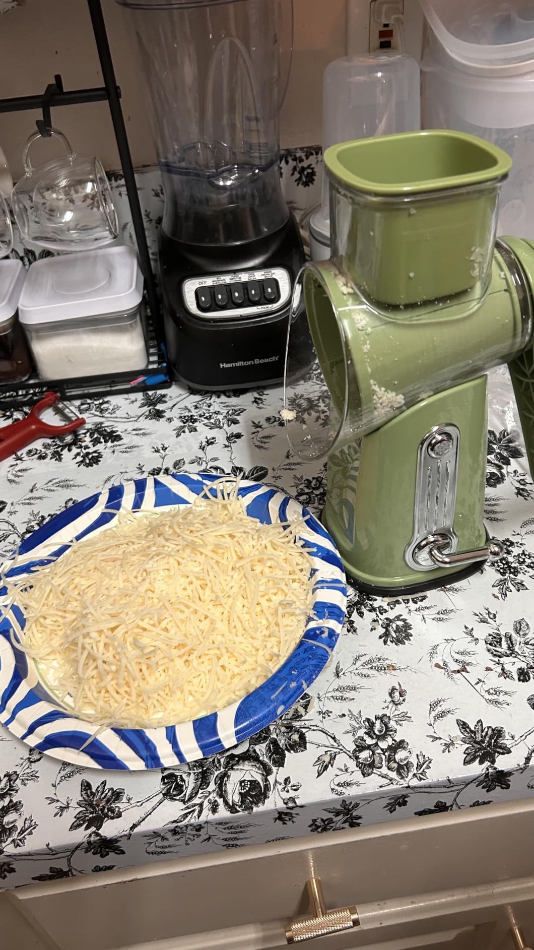 SUSTEAS Rotary Cheese Grater, Large Vegetable Food Shredder, 5 Blades customer photo 1