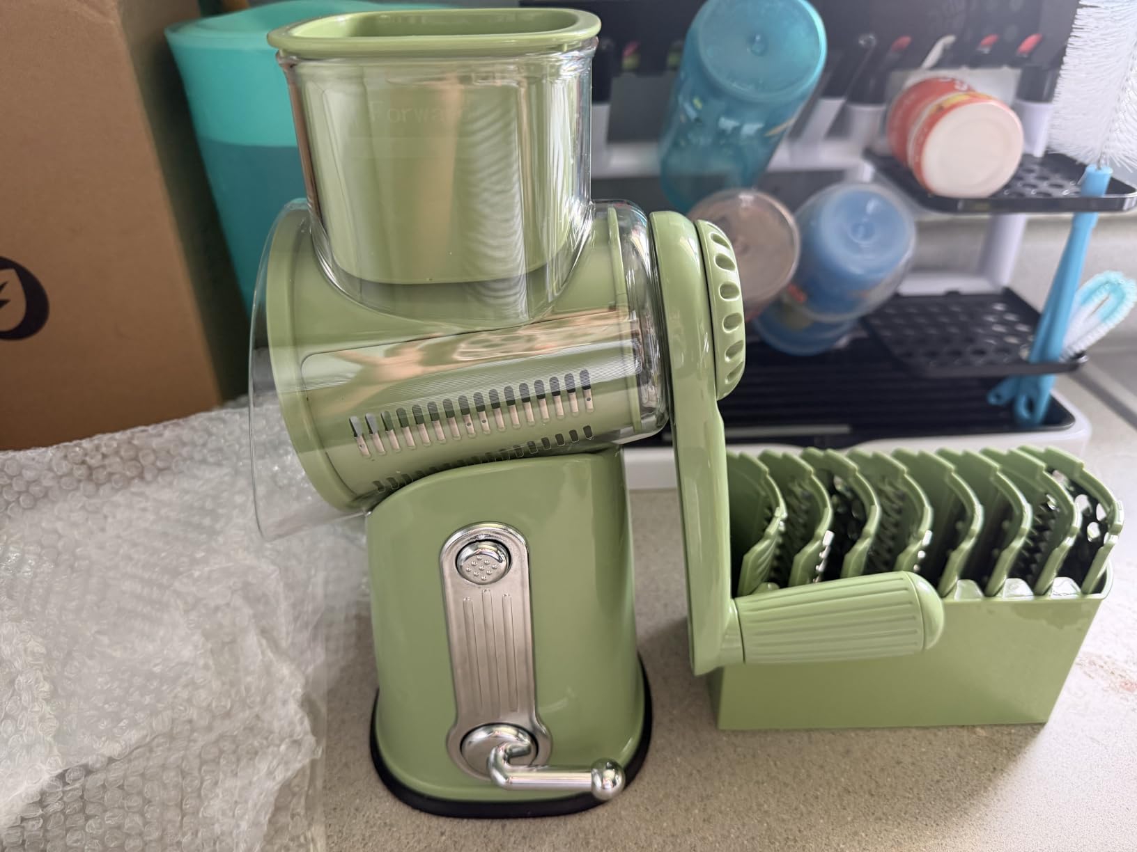 SUSTEAS Rotary Cheese Grater, Large Vegetable Food Shredder, 5 Blades customer photo 2