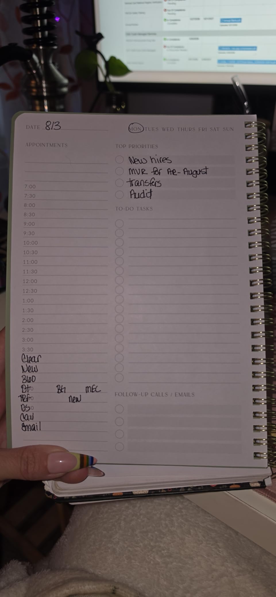 Beautiful Daily Planner And Notebook With Hourly Schedule - Spiral Notebook customer photo 1