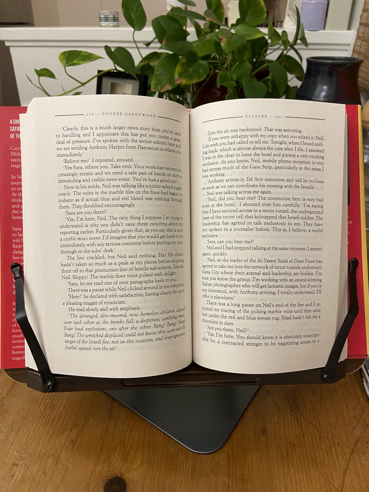 Tounee Book Stand for Reading, Adjustable Book Holder with 360° Swivel Base, Foldable Cookbook Stand Recipe Book Holder with Elastic Page Clips for Music Scores, Recipe, Tablet, Laptop-Gray customer photo 2