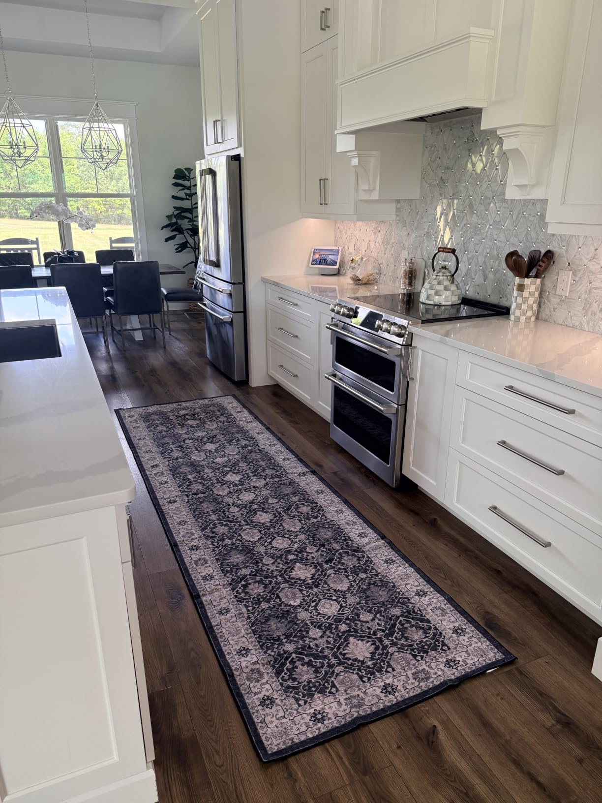 Hallway Washable Runner Rug - 2'6x12 Kitchen Rugs Entryway Rug Runner Vintage Soft Floor Mat Non Slip Indoor Farmhouse Carpet for Bathroom Living Room Bedroom (2'6''x12', Beige) customer photo 1