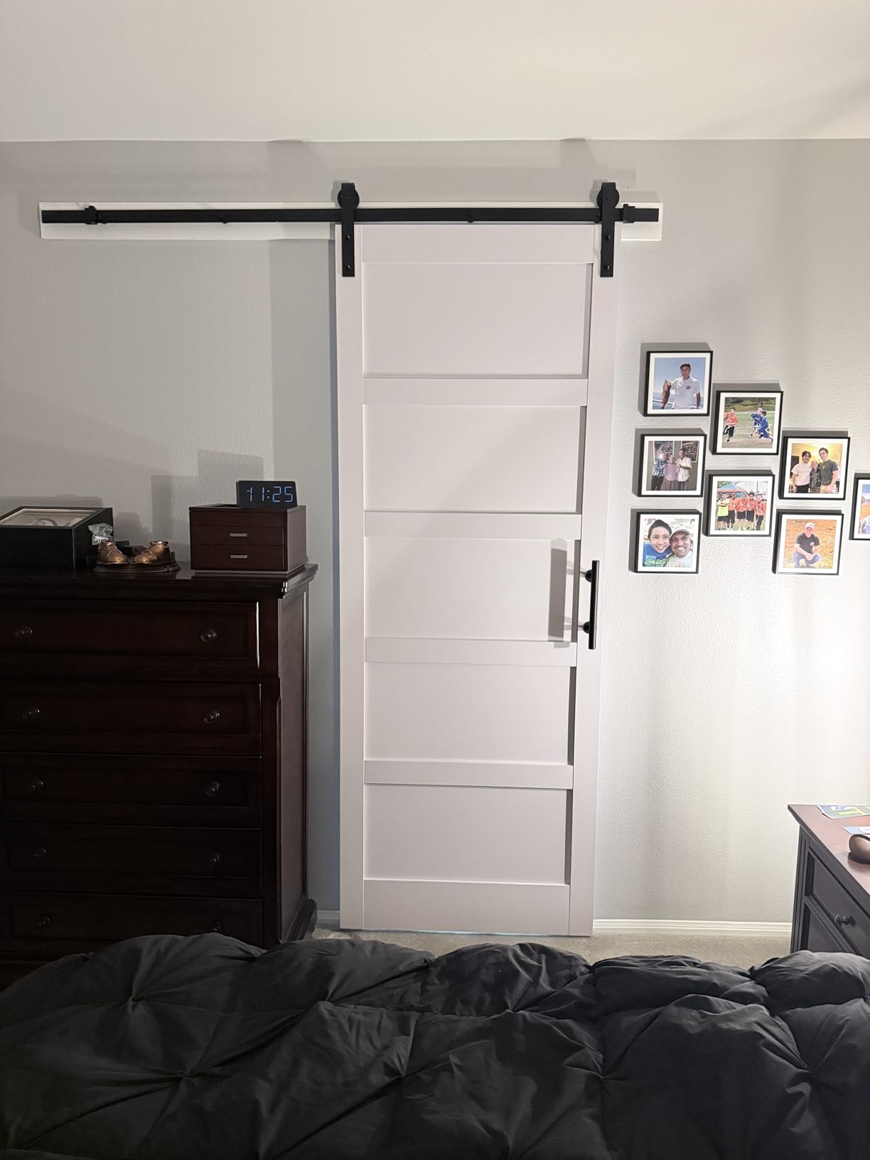 Fredbeck 36x84 inch White Barn Door with 6.6FT Sliding Door Hardware Kit Included & Handle,Solid,MDF,PVC Surface,DIY Assembly,5-Panel,Fit 33in-34in Opening customer photo 2
