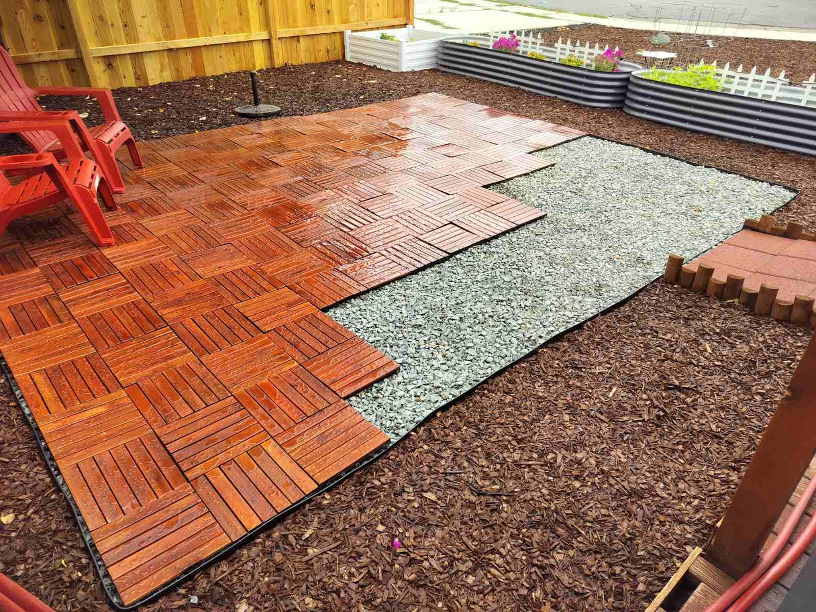 PrimeZone 27 PCS Solid Acacia Wood Interlocking Patio Deck Tiles Outdoor customer photo 1