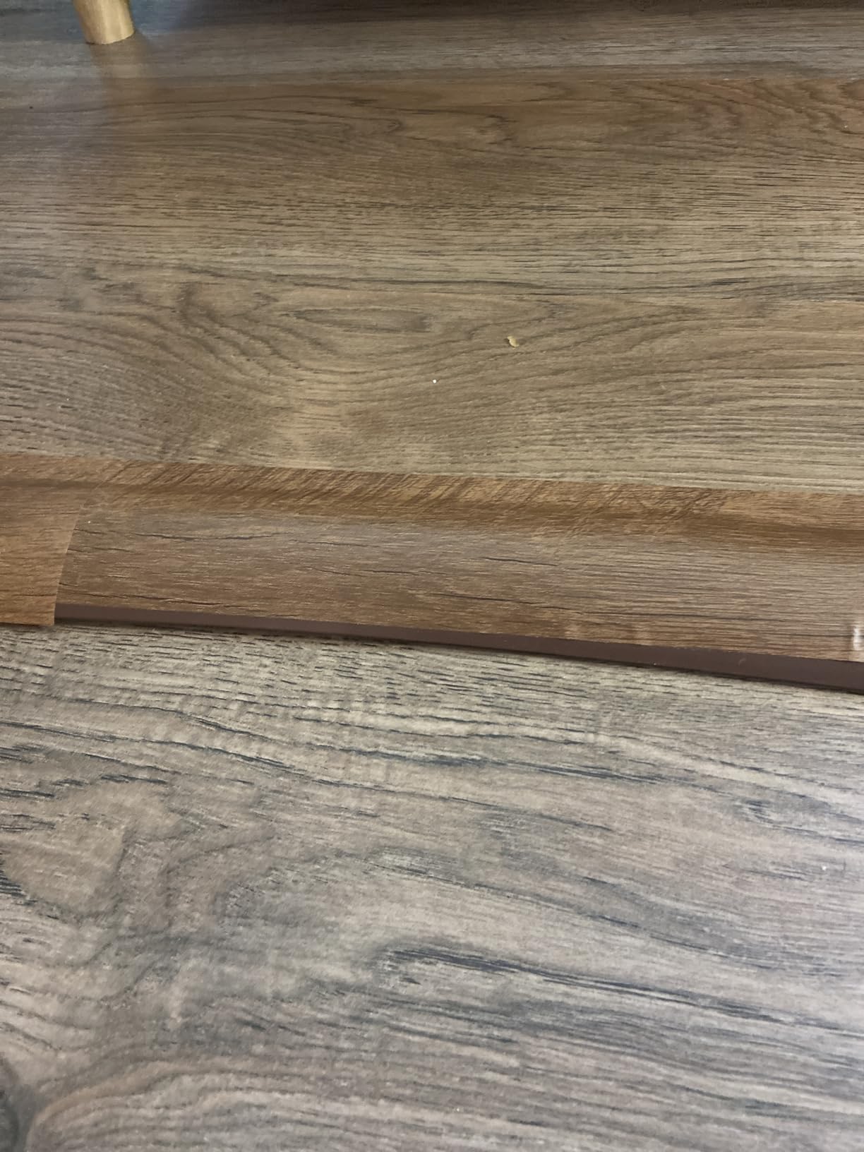 5Ft Floor Transition Strip Self Adhesive Vinyl Cover Floor Strip Flat Divider Transition Strip Wood Grain Design for Laminate Floor Gaps and Doorway Transitions (5Ft x 2 Inch, Light Brown) customer photo 2