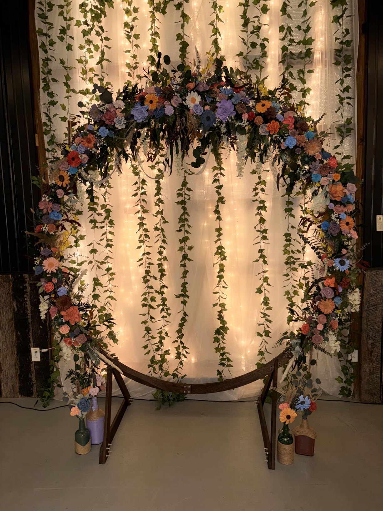 THORISE 7FT Wedding Arch, Heptagonal Wood Arch for Wedding Ceremony, Arbor Backdrop Stand for Garden Parties, Indoor, Outdoor, Wooden Arbor Rustic Farmhouse Theme customer photo 1