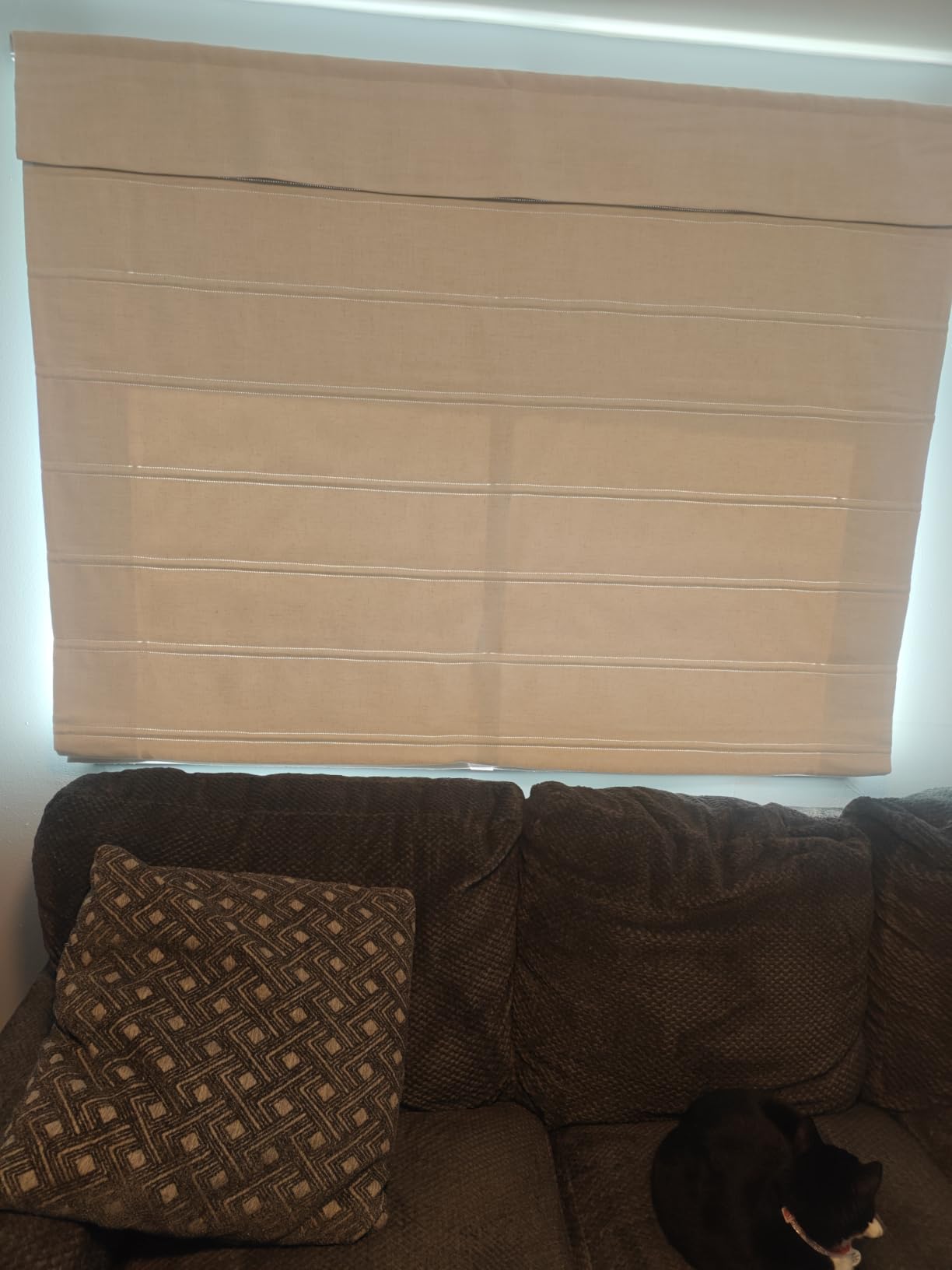 Cordless Linen Roman Shades, Natural Custom Fabric Room Darkening Roman Window Shades Blinds for Doors, French Doors, Kitchen Windows, Bathroom Windows customer photo 2