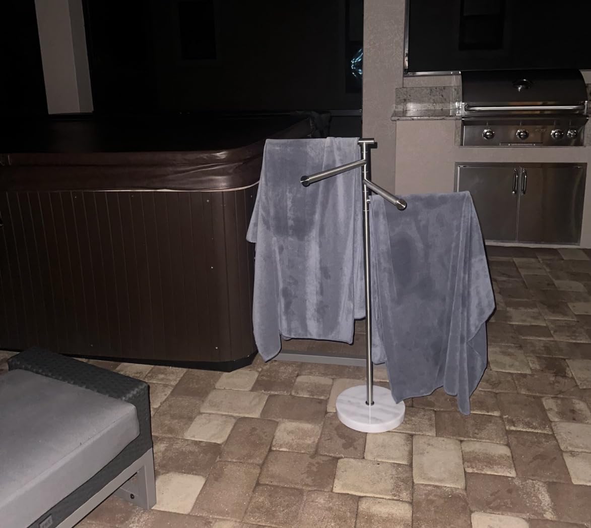 KES Free Standing Towel Rack with Marble Base and 3 Swivel Arms, 40 Inch customer photo 2