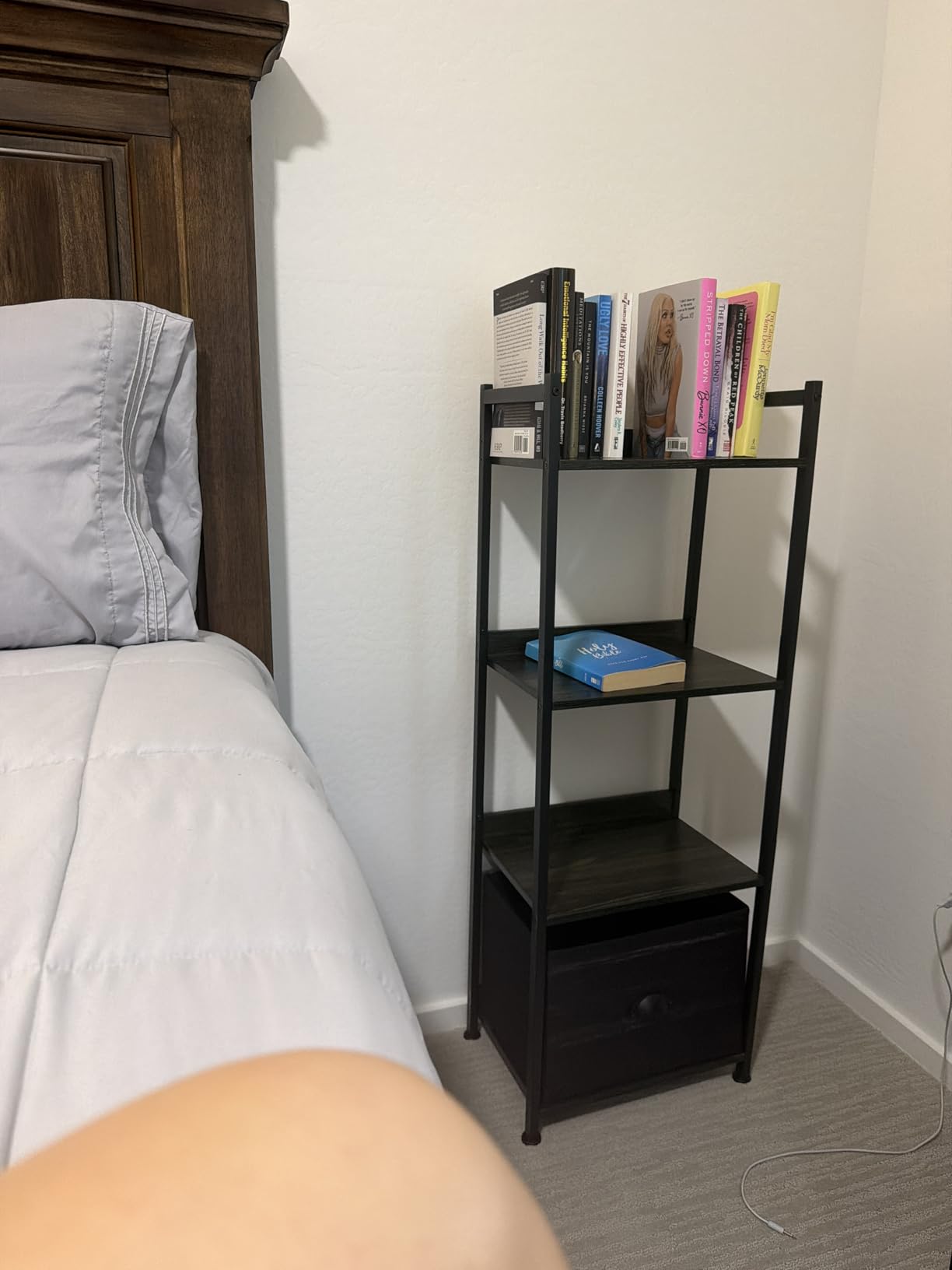 Furologee 5 Tier Bookshelf with Drawer, Tall Narrow Bookcase with Shelves, Wood and Metal Bookshelves Storage Organizer, Industrial Display Standing Shelf Unit for Bedroom, Living Room, Rustic Brown customer photo 1
