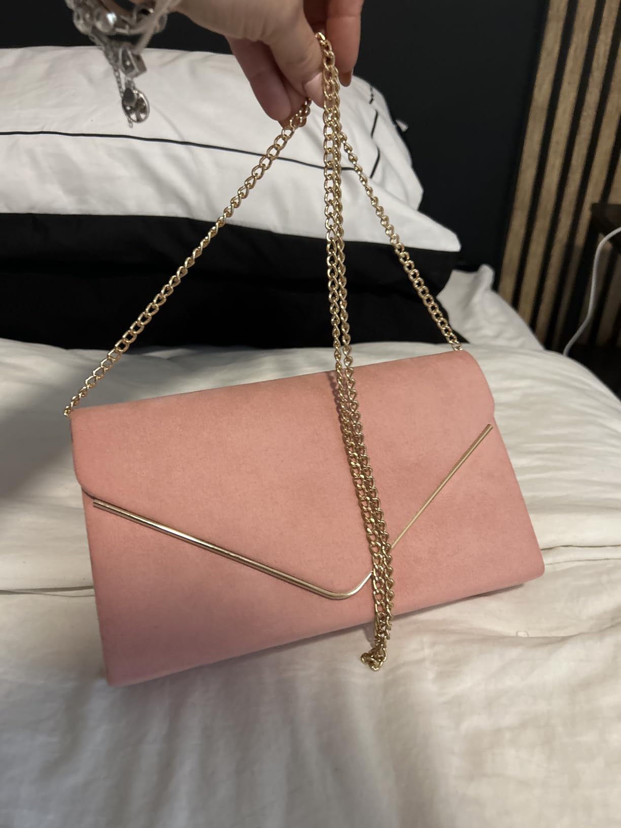 Dasein Women Faux Suede Clutch Purse Evening Bag Bridal Formal Handbag customer photo 2