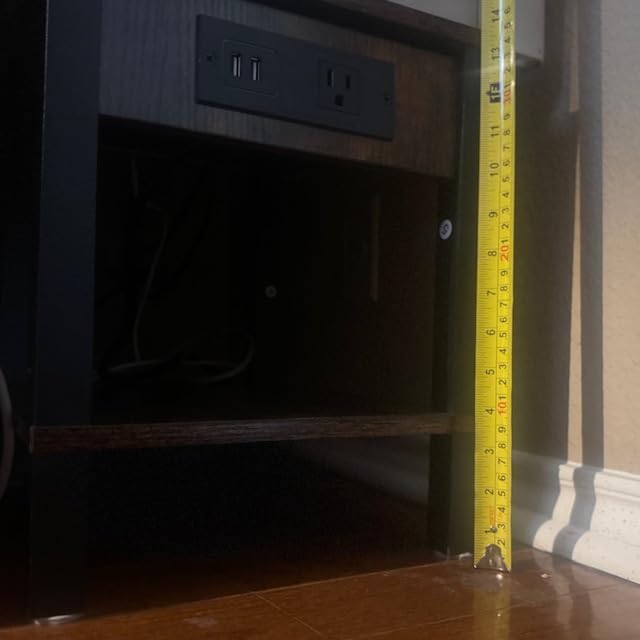 HOOBRO 2-Tier Printer Stand with Charging Station, Under Desk Printer Table, Printer Cart with Storage Shelves, Shelf for Small Spaces, for Home Office, Rustic Brown and Black BF38UPS01 customer photo 1