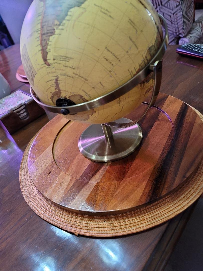 Illuminated Globe of the World with Wooden Stand, 8'' World Globe for Kids & Adults' Learning Built-in LED Night Light, Home Office Classroom Decor Geography Gifts(Elegant Turquoise) customer photo 1