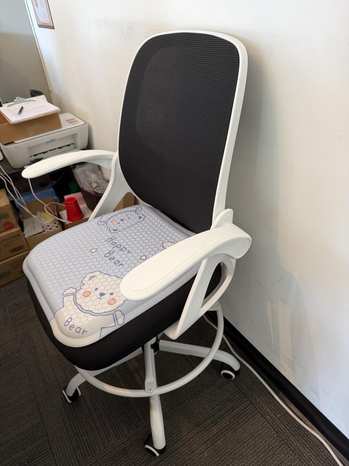 Kensaker Drafting Chair Tall Office Chair, Ergonomic Standing Desk Chair with Adjustable Foot Ring and Flip-up Armrests, Mesh Computer Chair for Art Studio, 300 LBS, Black customer photo 1