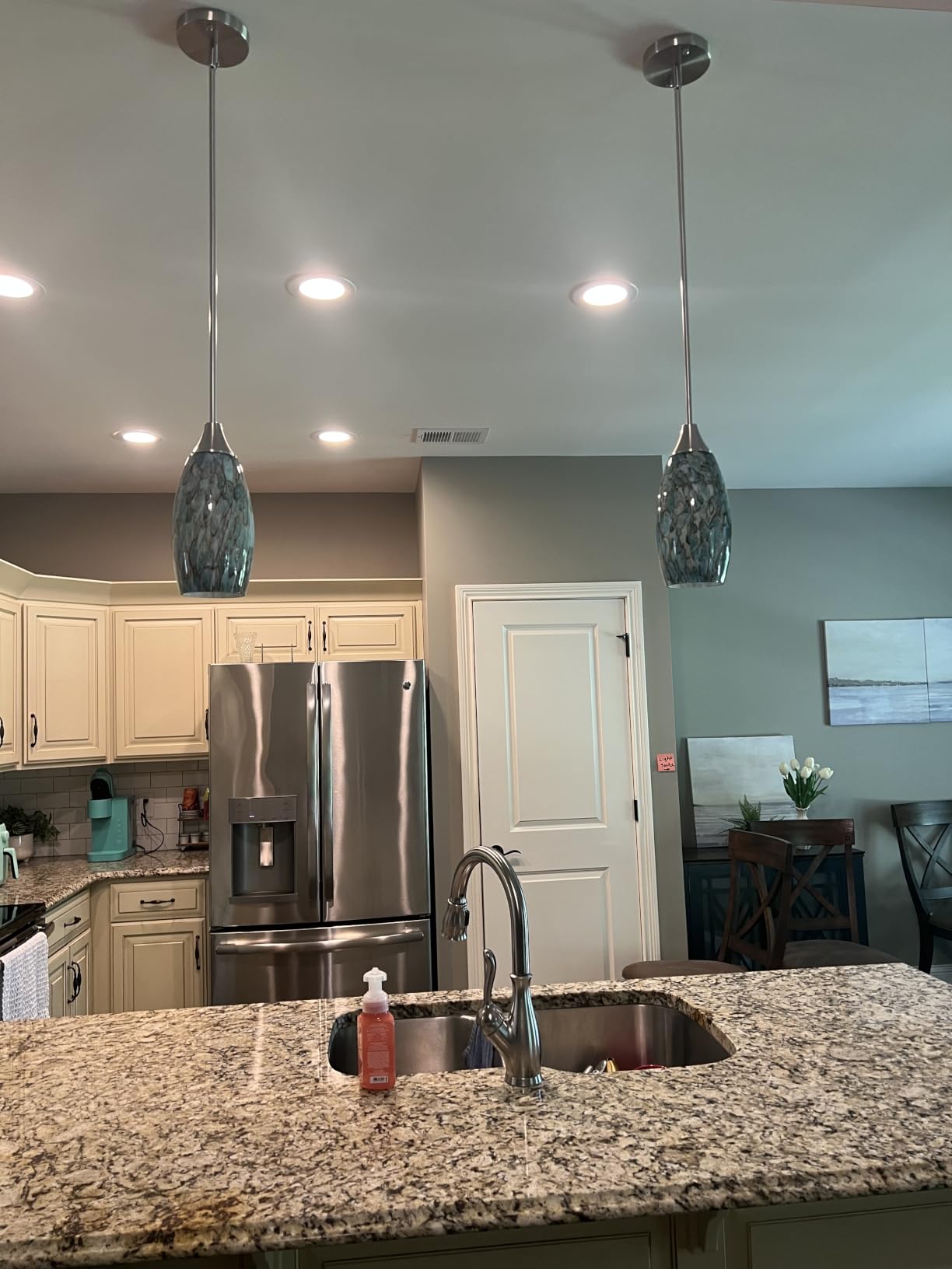 EDISHINE Pendant Light Kitchen Island Grey Marble Glass Brushed Nickel customer photo 2