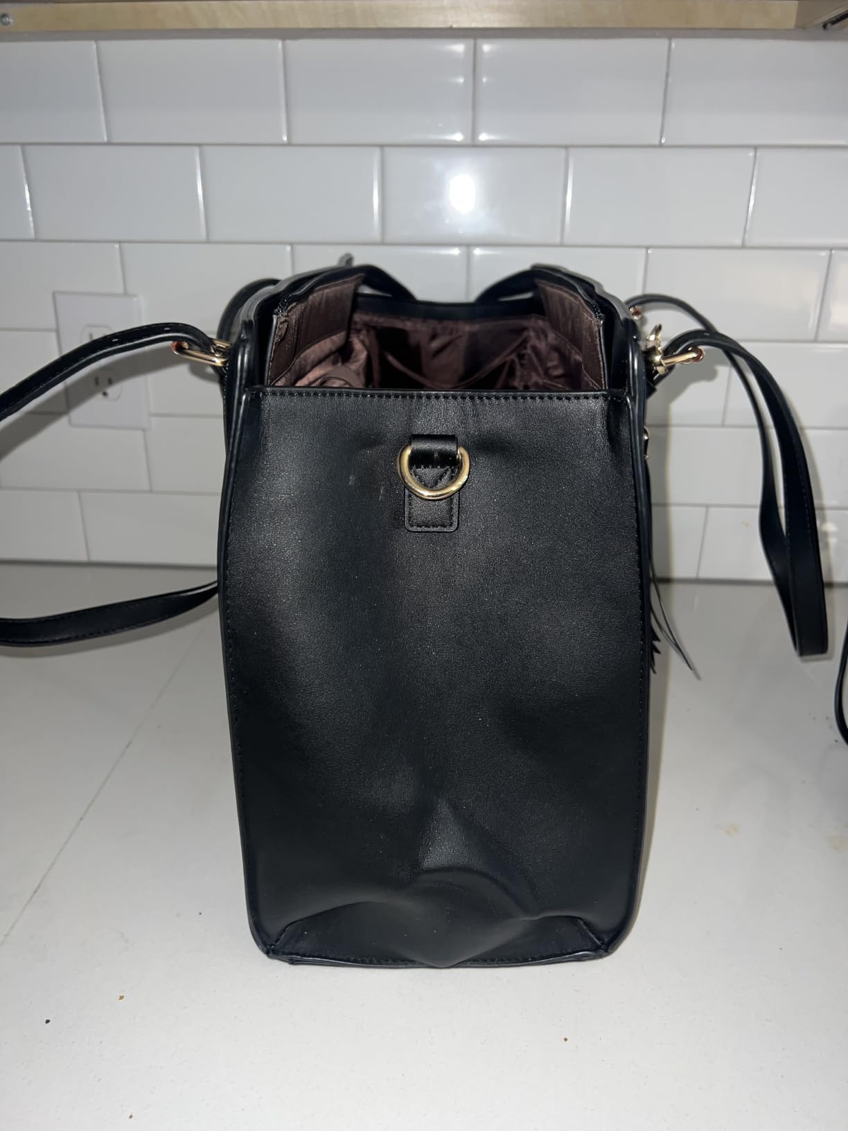 LOVEVOOK Laptop Bag for Women 15.6 inch Lightweight PU Laptop Tote Bag, Large Capacity Computer bag with Clutch Purse for Business, Work, Office, Travel, School,Casual(Black & Leather) customer photo 1