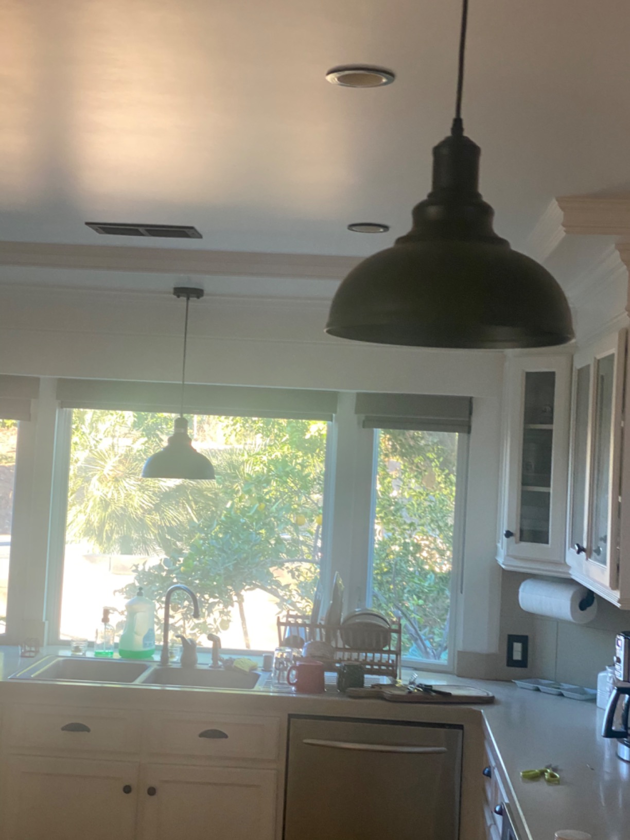 Pendant Lights, Farmhouse Pendant Lamp with Metal Shade (White Inside), Matte Black Industrial Pendant Lighting for Kitchen Island, Dining Room, Bedroom, Hallway customer photo 1