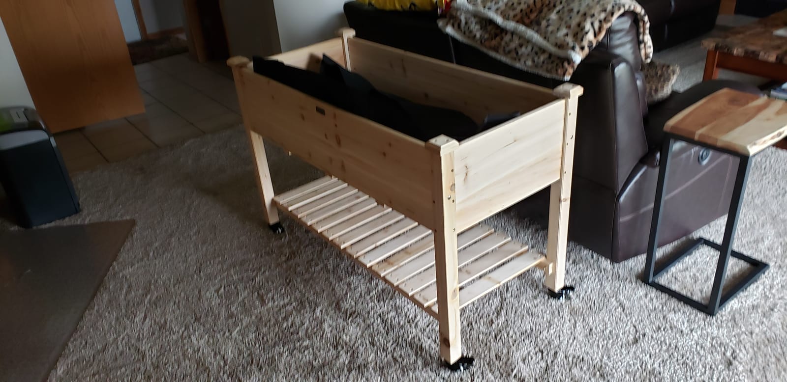 MUPATER 4x2FT Raised Garden Bed, Cedar Planter Box with Four Wheels and Legs for Herbs and Vegetables, Elevated Garden Bed with Drainage Holes for Outdoor Indoor, Rustic customer photo 2