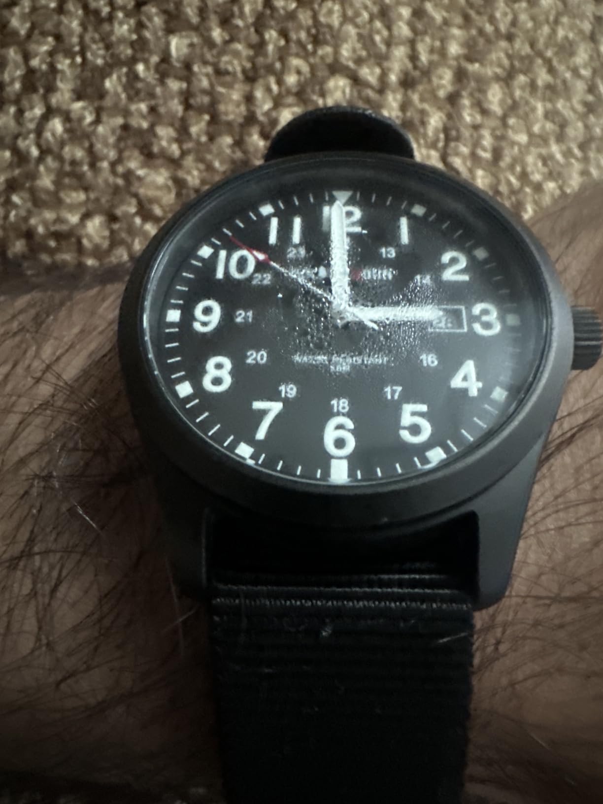 GOLDEN HOUR Men's Nylon Slip-Thru Strap Watch with Military Time Easy Read Dial Glowing Hands customer photo 1