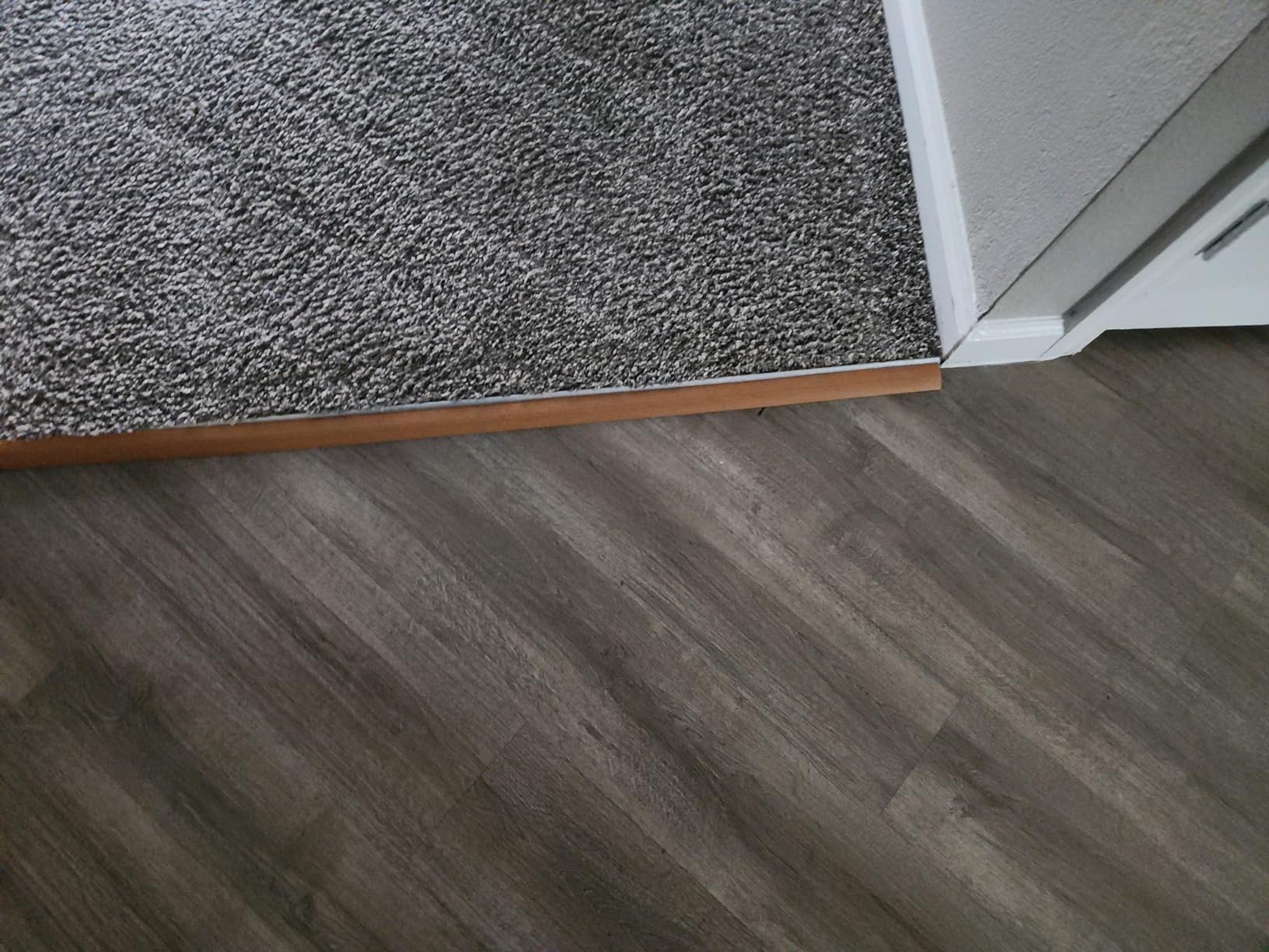 Maxiroc Floor Transition Strip Self Adhesive Carpet Wood Tile Vinyl Flooring Laminate Transition Cover Edge Trim Gap Doorway Threshold for Uneven Floors Heights Within 5 mm (40 inches, Gray Forest) customer photo 1