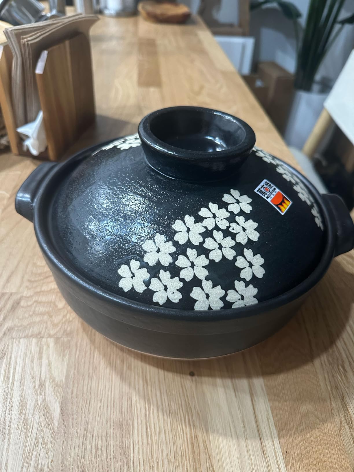 Banko-yaki Donabe Clay Pot - Authentic Japanese Earthenware with Cherry Blossom Design - Ideal for Cold Season Cooking - Made in Japan (Cherry Blossom, 3-5 people) customer photo 2