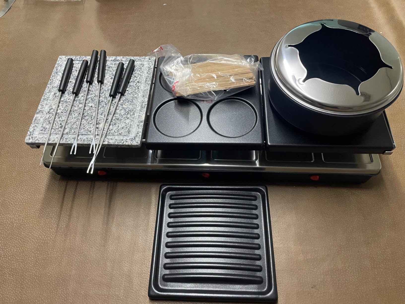 Raclette Table Grill - Indoor Electric Grill Griddle - Nonstick Extra Large Reversible 4-In-1 Outdoor Dishwasher Safe with Cheese 12 Paddles 12 Spatulas for 12 Person, FD-12RN1650 customer photo 1