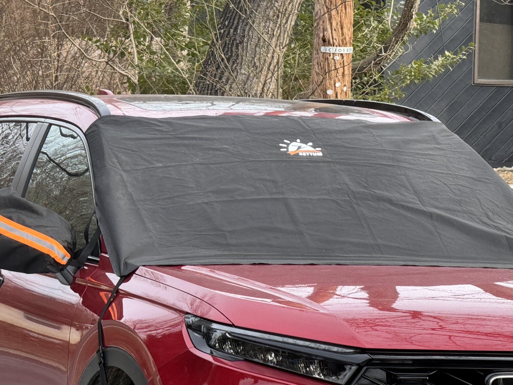 Zettum Car Windshield Cover for Ice and Snow - 600D Windshield Snow Cover with Side Mirror Cover Heavy Duty, Standard Winter Frost Hail Protector for Most Car, Truck, SUV, Van and MPV (70 x 50 Inch) customer photo 2