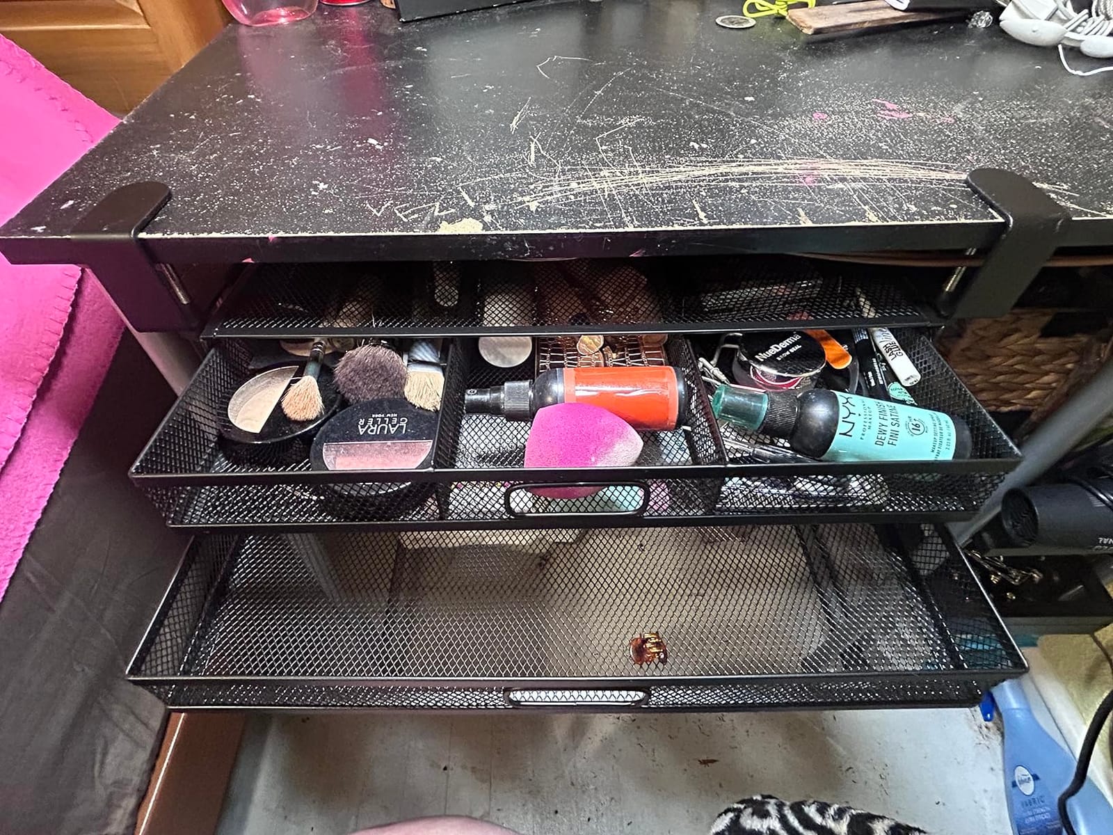 Under Desk Drawer Organizer Clamp-On, Mesh Metal Attachment, 1 Drawer Slide Out, On or Under Desk Organizer for Office Supplies & Home Essentials customer photo 2