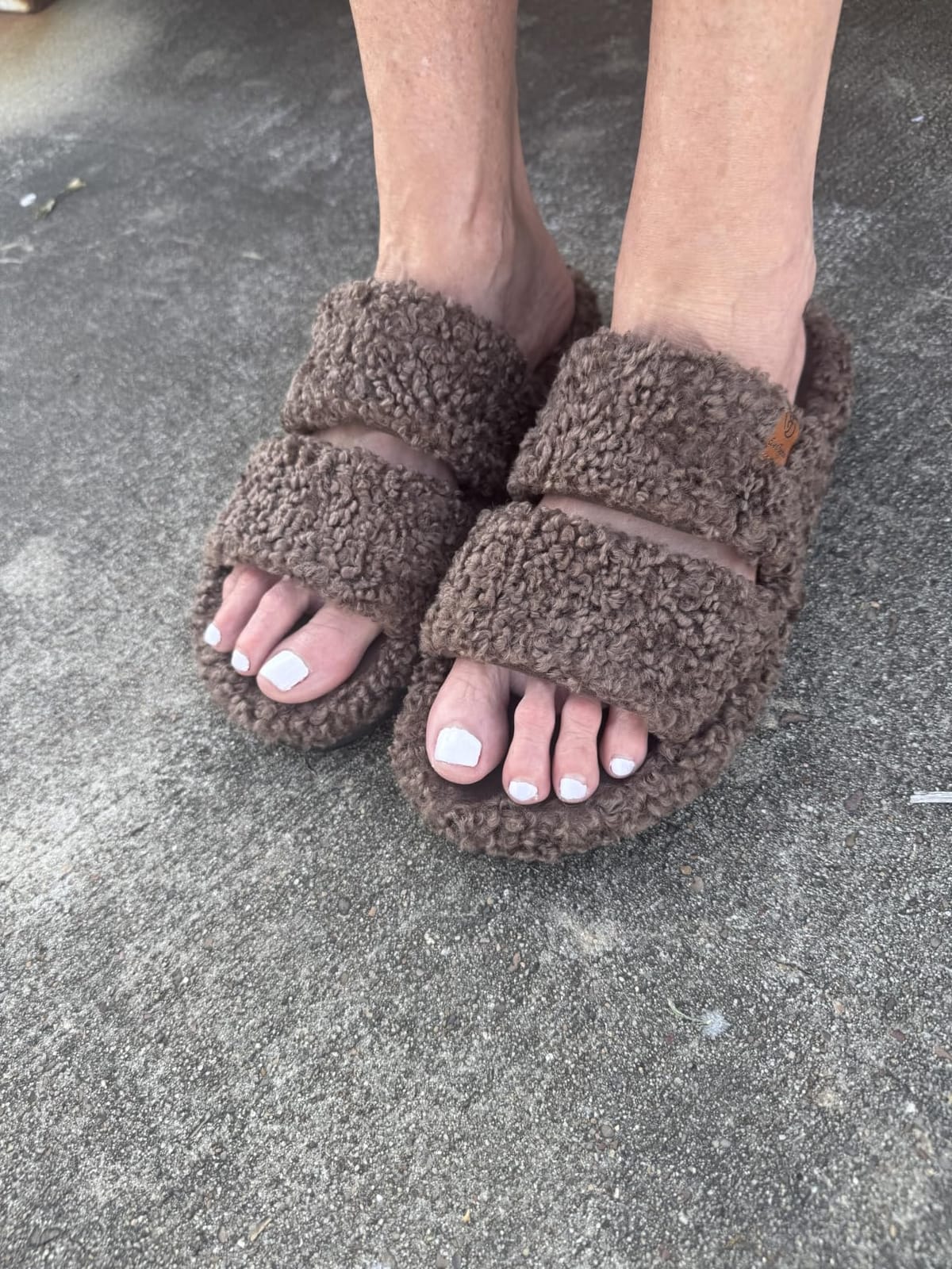 EverFoams Womens Fuzzy Open-toe Slippers Memory Foam Indoor House Shoes customer photo 2