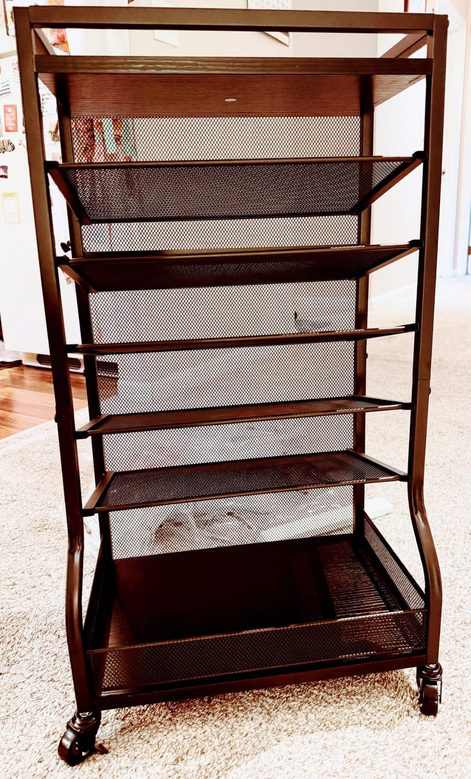 ThreeHio 7 Tier Rolling File Cart with Sliding Trays, Wood Metal File Organizer Beside Desk, Free-Standing File Holder, Paper Letter Tray Organizer Mesh Desk Organizer for Home Office School (Patent) customer photo 1