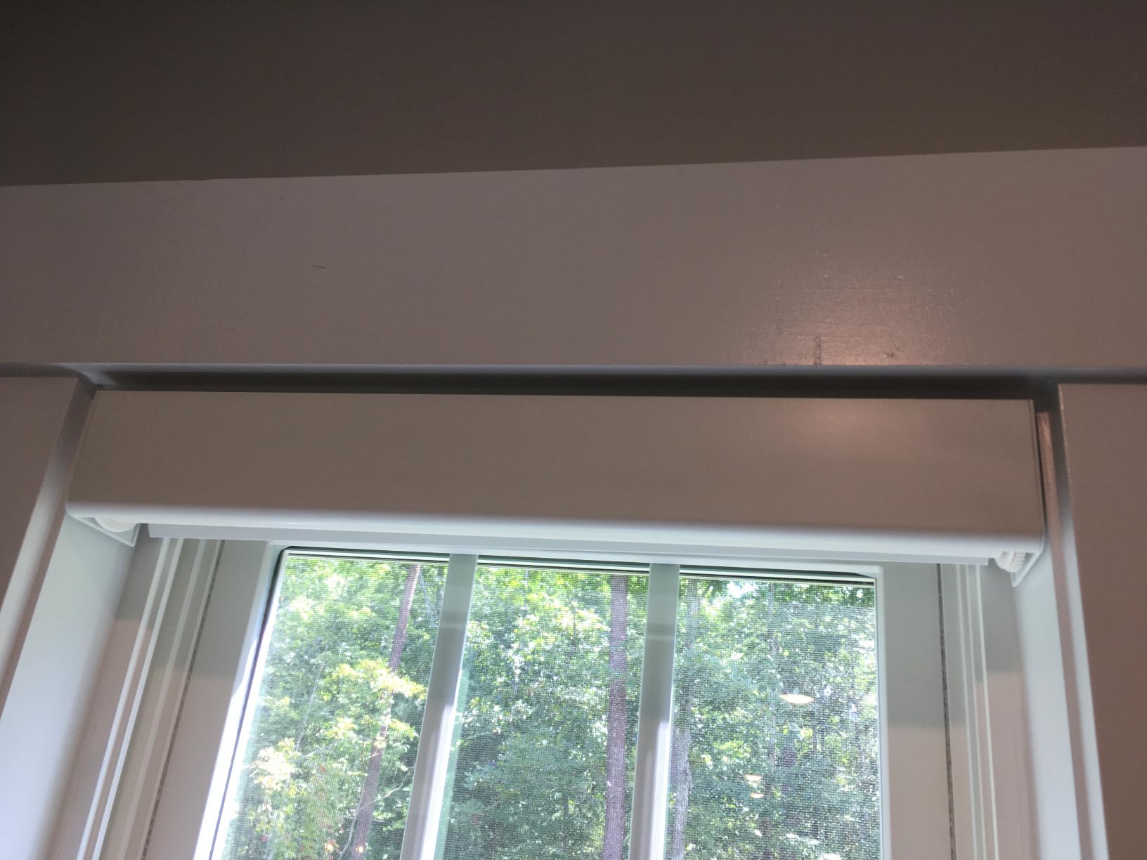 MYshade Custom Size Roller Shades Light Filtering Cordless Window Blinds, Solar Mesh Fabric Roll-up Sunroom Shade with Valance, 5% Openness Light Blocking Sun Screen Sheer Blind White customer photo 2