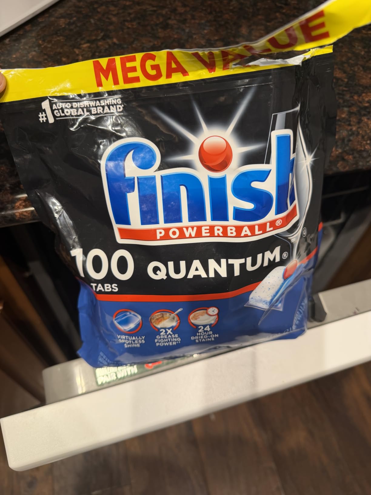 Finish Quantum Dishwasher Pods, No Pre-Rinse Dishwasher Detergent Soap Removes 24HR Dried-On Stain and Grease, Leaving a Virtually Spotless Shine, 84 Count customer photo 1