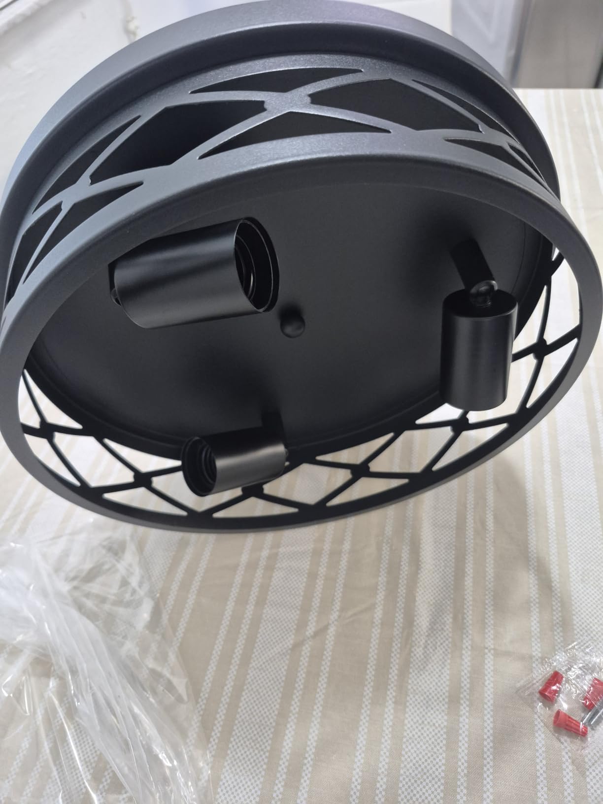 SKEJAO Flush Mount Ceiling Light Fixture,3-Light Ceiling Light Fixture,Black Hallway Light Fixtures Ceiling,Light Fixtures Ceiling Mount for Kitchen,Farmhouse,Hall,Bedroom,Bathroom (1 Pack) customer photo 1