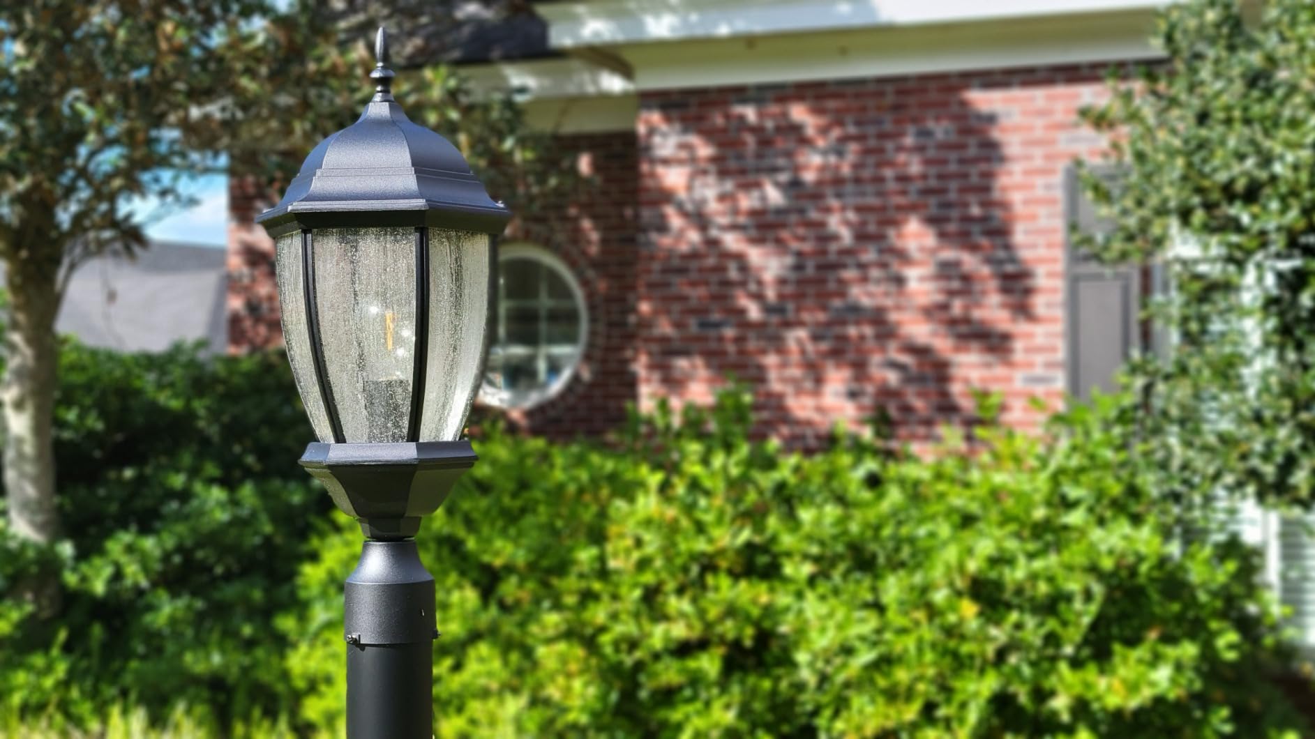 Outdoor Post Light, 21 Inch Aluminum Outside Post Lantern, Waterproof Exterior Lamp Pole Lantern Head with Seeded Glass, Matte Black Column Lights for Patio Garden Walkway Landscape E26 Base Max 100W customer photo 1