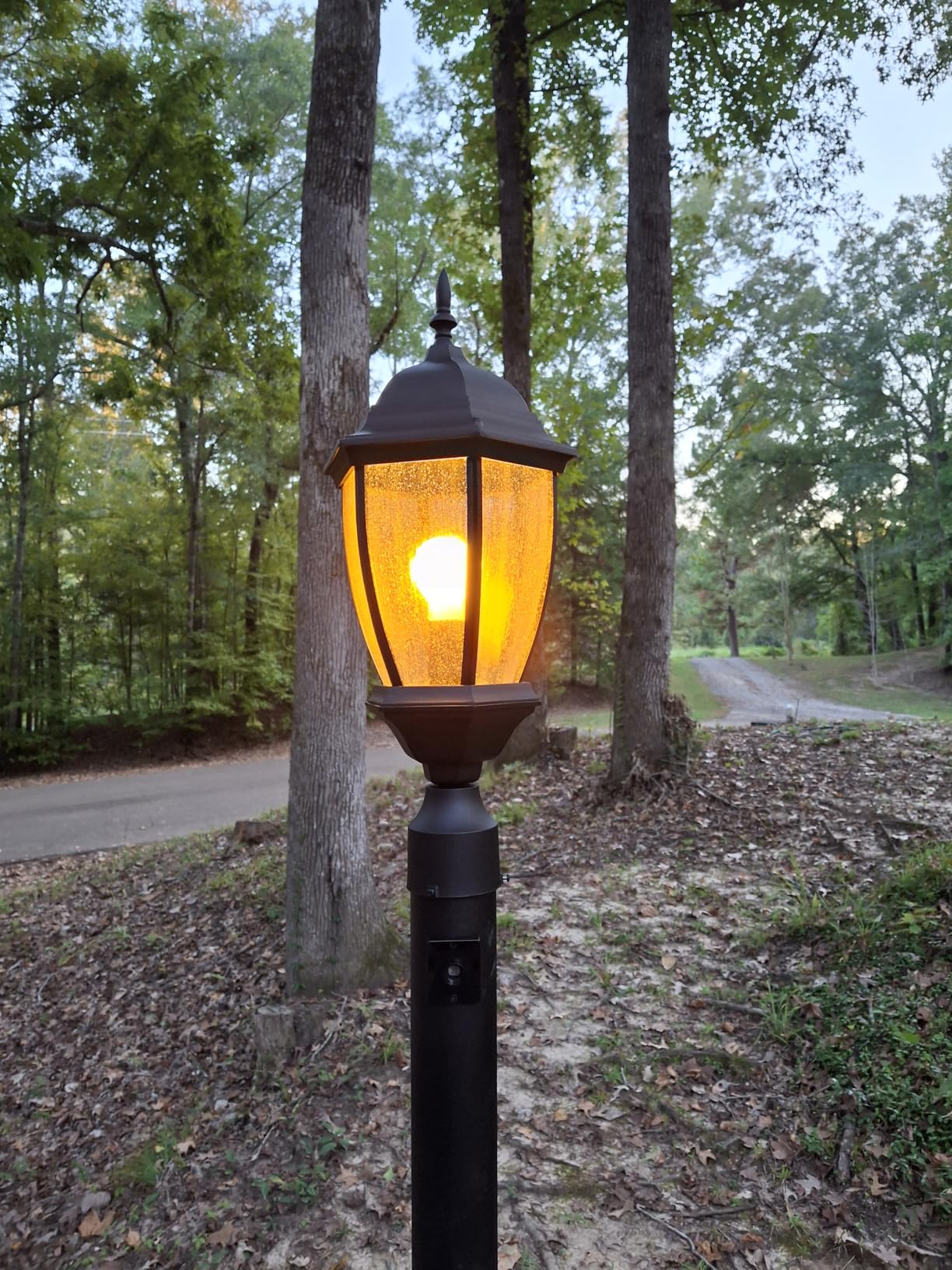 Outdoor Post Light, 21 Inch Aluminum Outside Post Lantern, Waterproof Exterior Lamp Pole Lantern Head with Seeded Glass, Matte Black Column Lights for Patio Garden Walkway Landscape E26 Base Max 100W customer photo 2