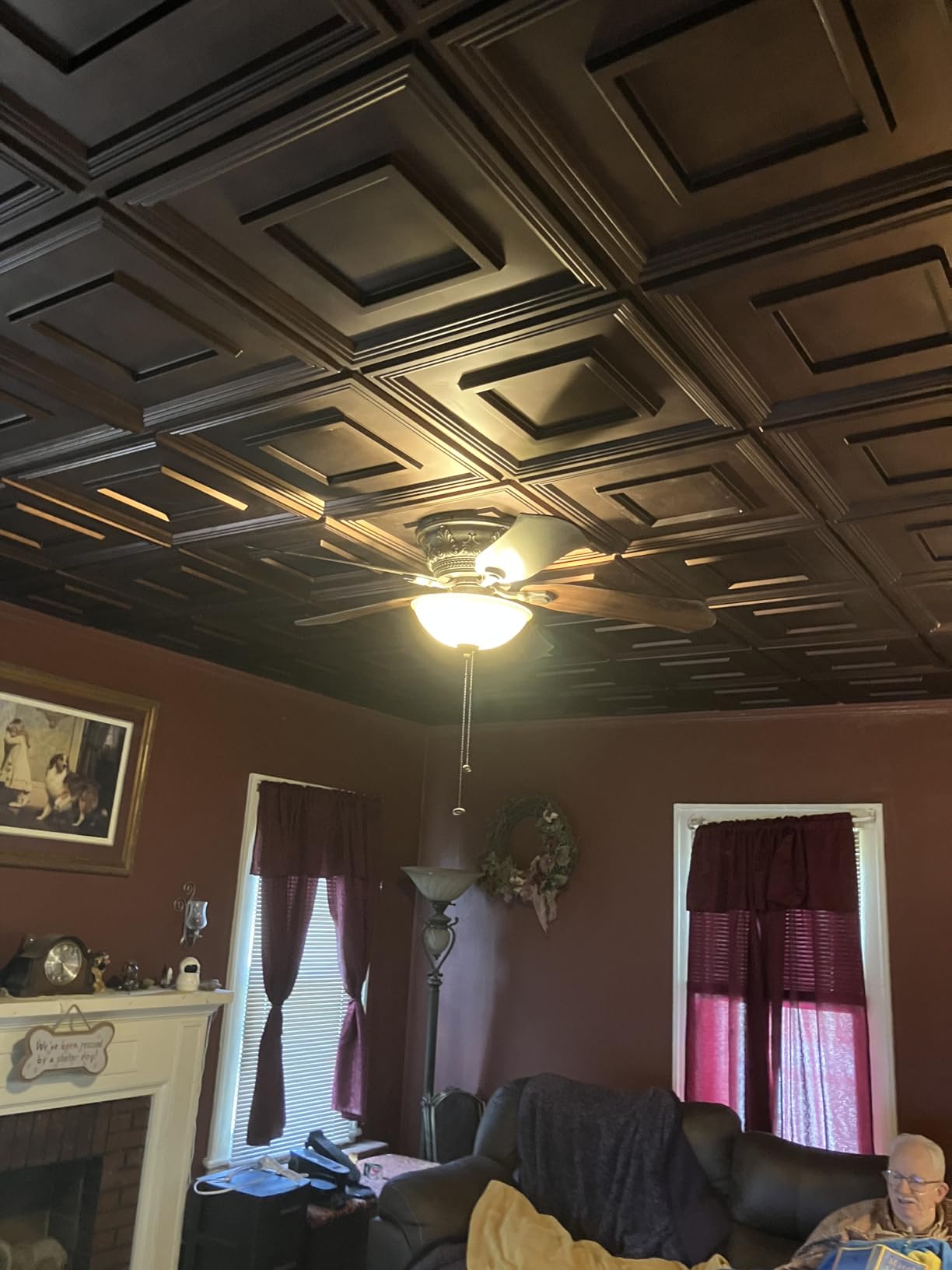 STICKGOO PVC Ceiling Tiles, 2'x2' Glue Up Ceiling Panel White to Prevent Breakage Cover 48 Sq. Ft, Pack of 12 Tiles customer photo 2