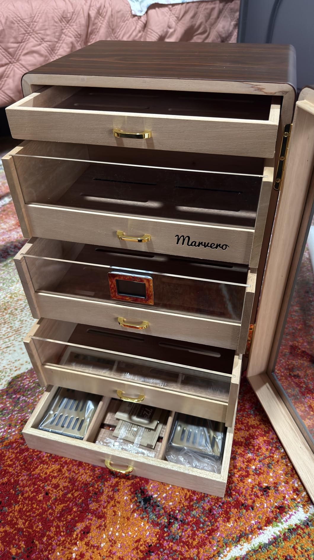 300-Count Walnut Cigar Humidor Cabinet with Digital Hygrometer customer photo 1