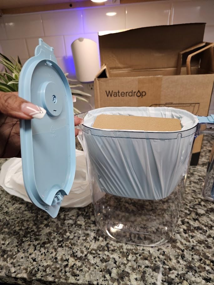 Waterdrop PT-05B-L Water Filter Pitcher, 7-Cup, NSF Certified, Blue | 200-Gallon Long-Life Filter Purifier, Reduces Chlorine and PFOA/PFOS, Replaces 6,400 Plastic Water Bottles a Year customer photo 1