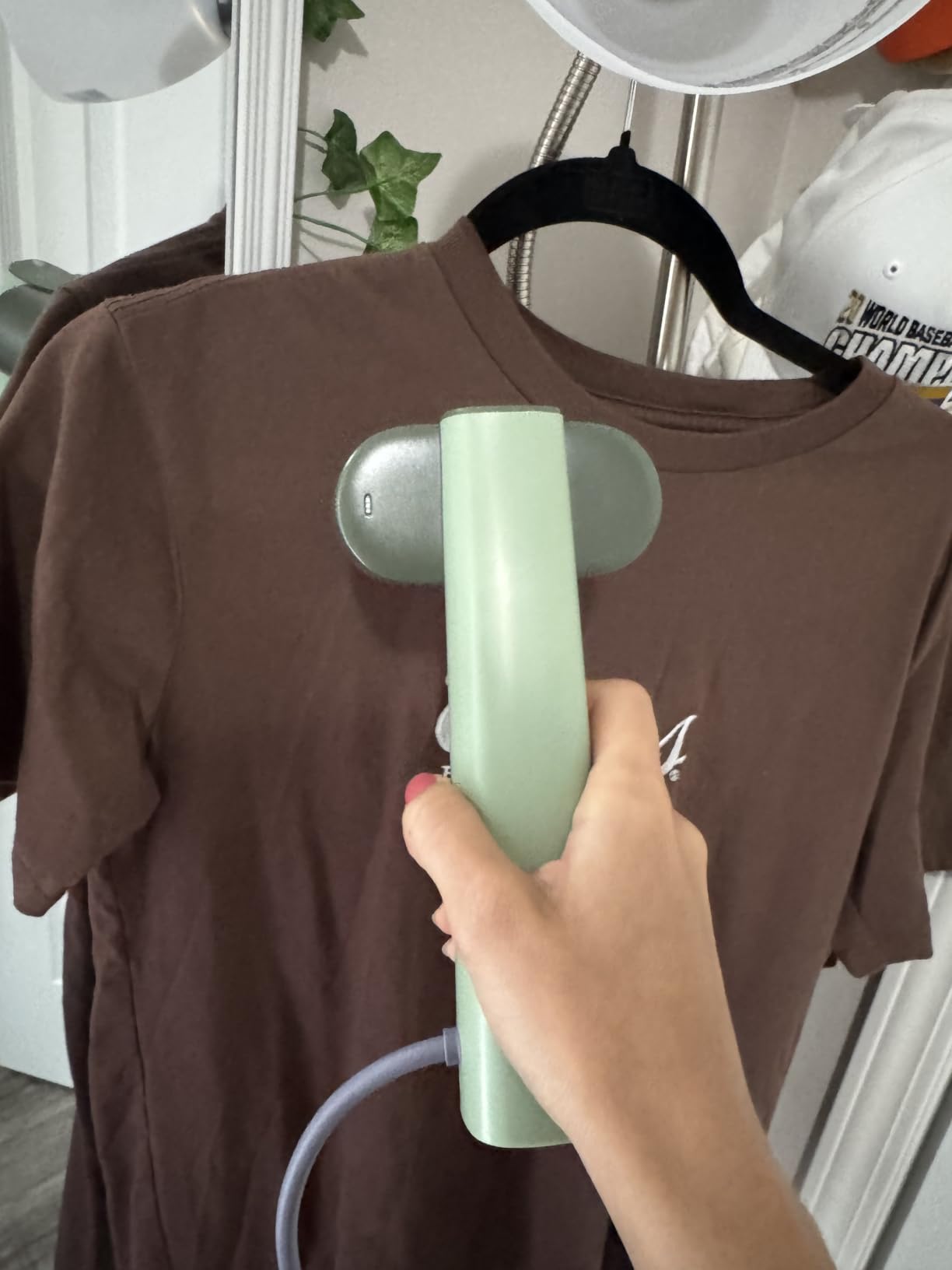 Nexdoo G6 Steamer for Clothes Portable 2-in-1 Travel Steamer Iron for Clothes, Just 0.7lbs Lightly, 10 Minutes of Continuous Steam, 900W Light Steamer for travel and home (green) customer photo 2