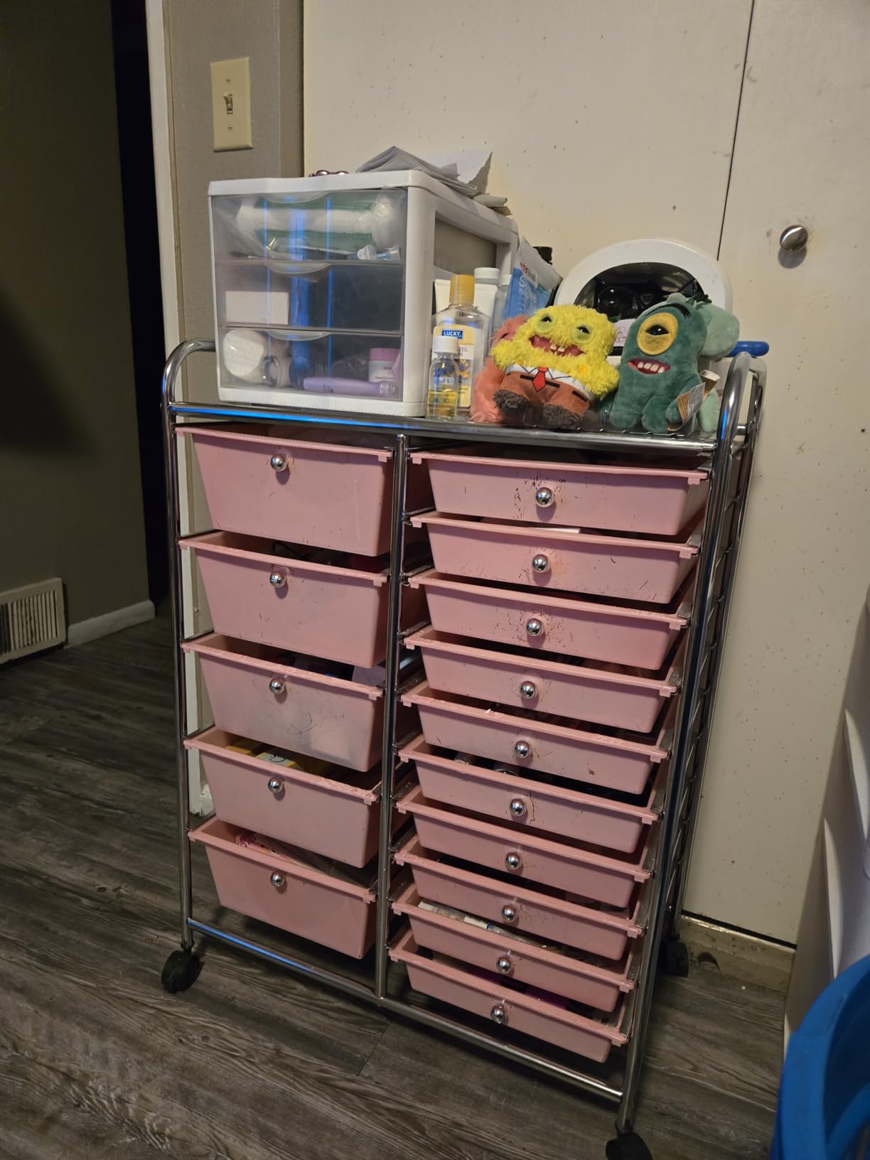 LDAILY 15 Drawer Rolling Storage Cart, Rolling Cart with Drawers for Classroom, Art Supply Craft Organizer on Wheel with Metal Frame & Handles for Home Office School customer photo 2