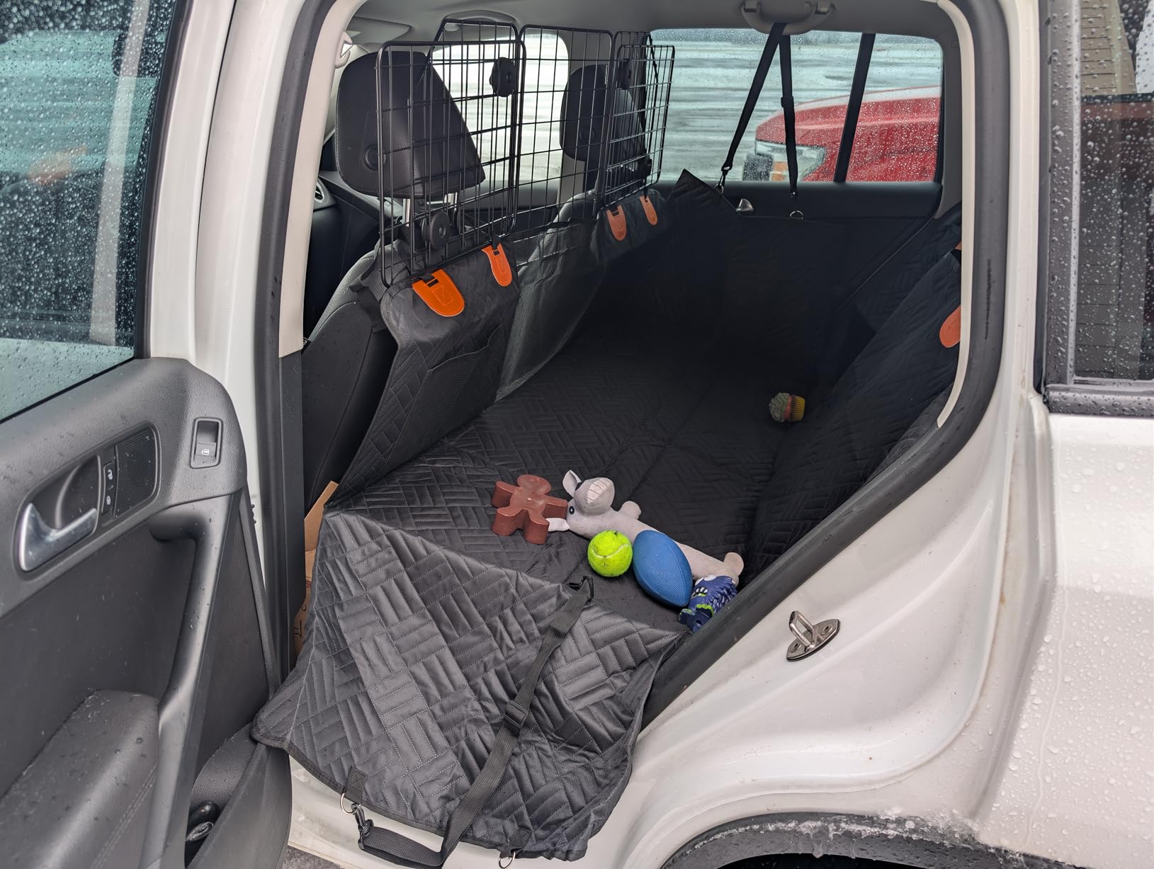CASIMR Dog Car Barrier for SUVs, Vehicles, Trucks, Cars, Adjustable Pet Divider Cargo Area Universal-Fit, Heavy-Duty Wire Mesh Barriers, Safety Travel Accessories Cover, 61.9 Inch customer photo 1