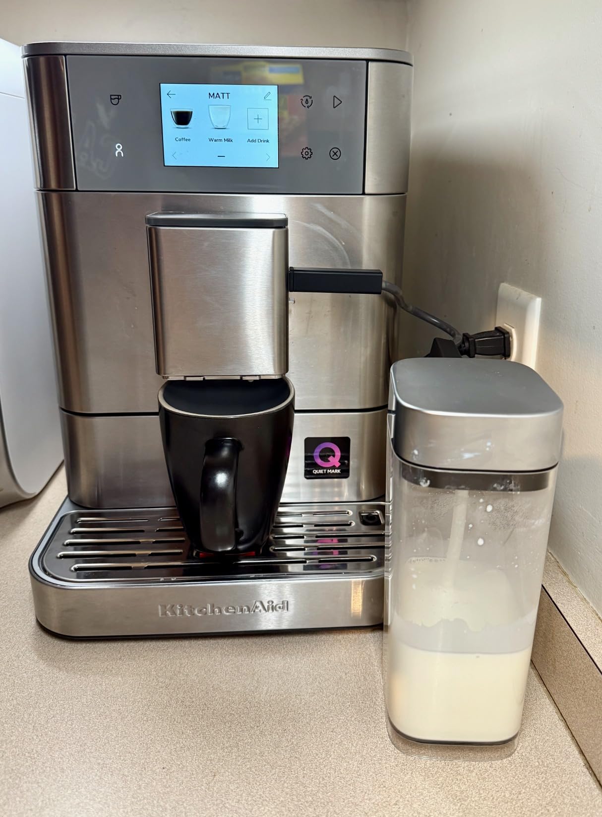 KitchenAid Fully Automatic Espresso Machine KF7, KES8557, Juniper | 20+ Recipe Options, Built-In Grinder, Smart Dosing, 2.2L Water Tank, Auto Milk Frothing customer photo 1